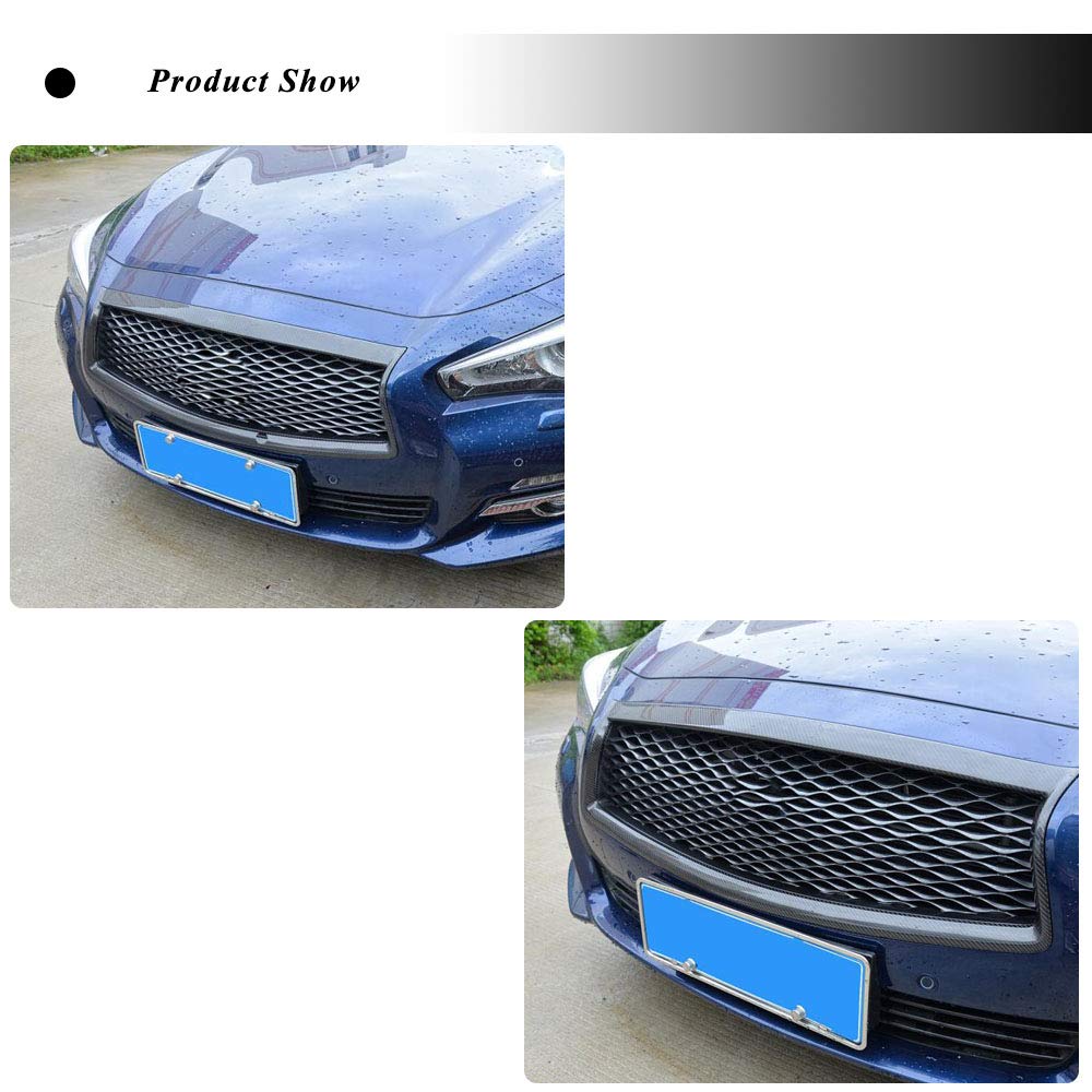 Premium Carbon Fiber Front Grille for Infiniti Q50 Sedan 2013-2017 - Direct Fit Replacement with Stylish Outline Trim - Perfect for Car Enthusiasts & Performance Upgrades