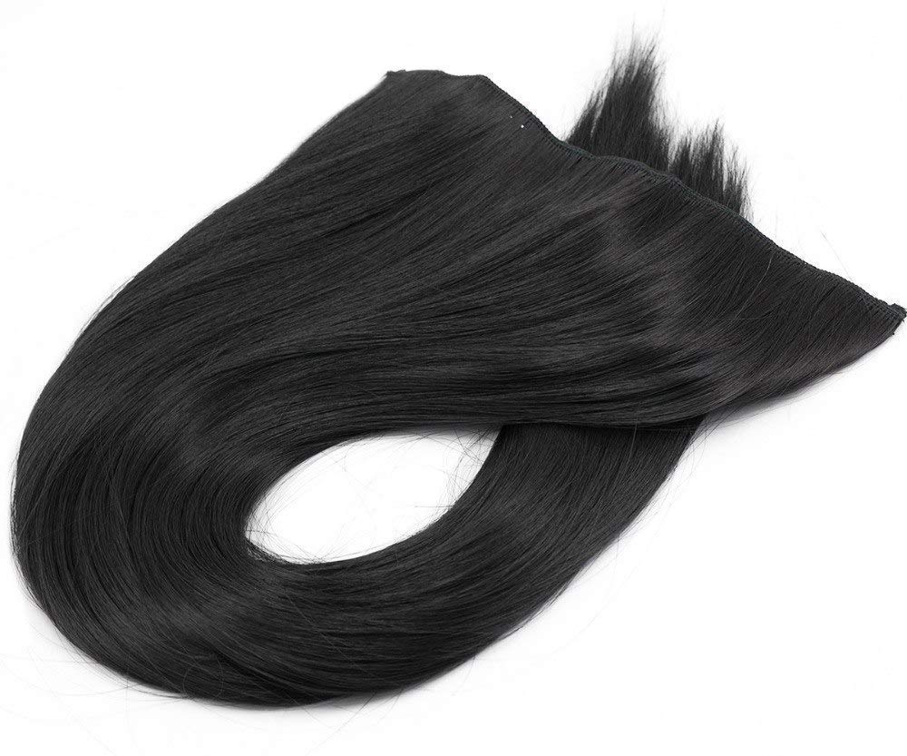 VAHICHA 24 Inch 5 Clip-in Hair Extensions for Women - Black Human Hair Weft for Length & Volume - Perfect for Parties, Weddings & Daily Styling
