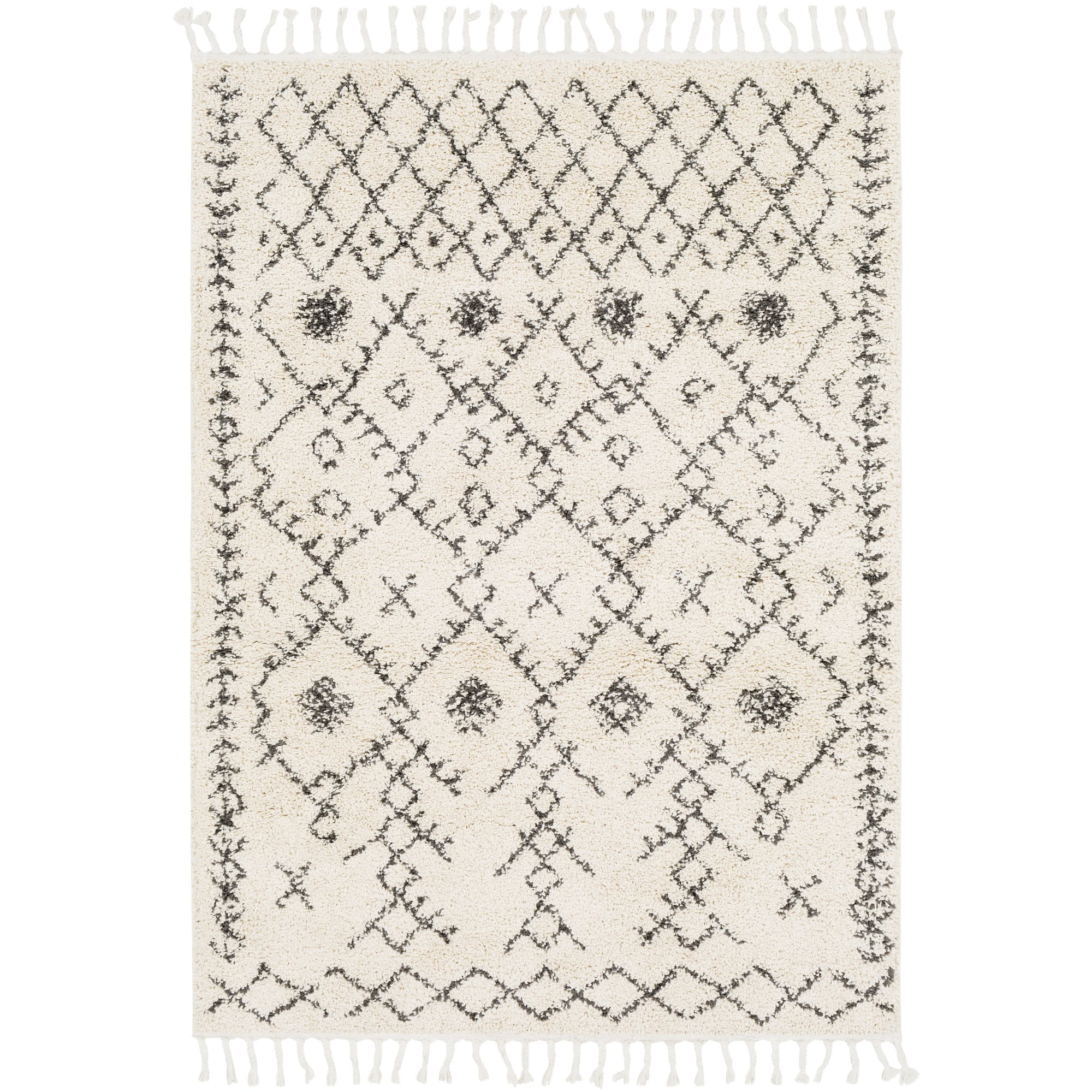 Bohemian Style Ivory and Charcoal Area Rug 2' x 3' - Perfect for Living Room, Bedroom, or Office Decor