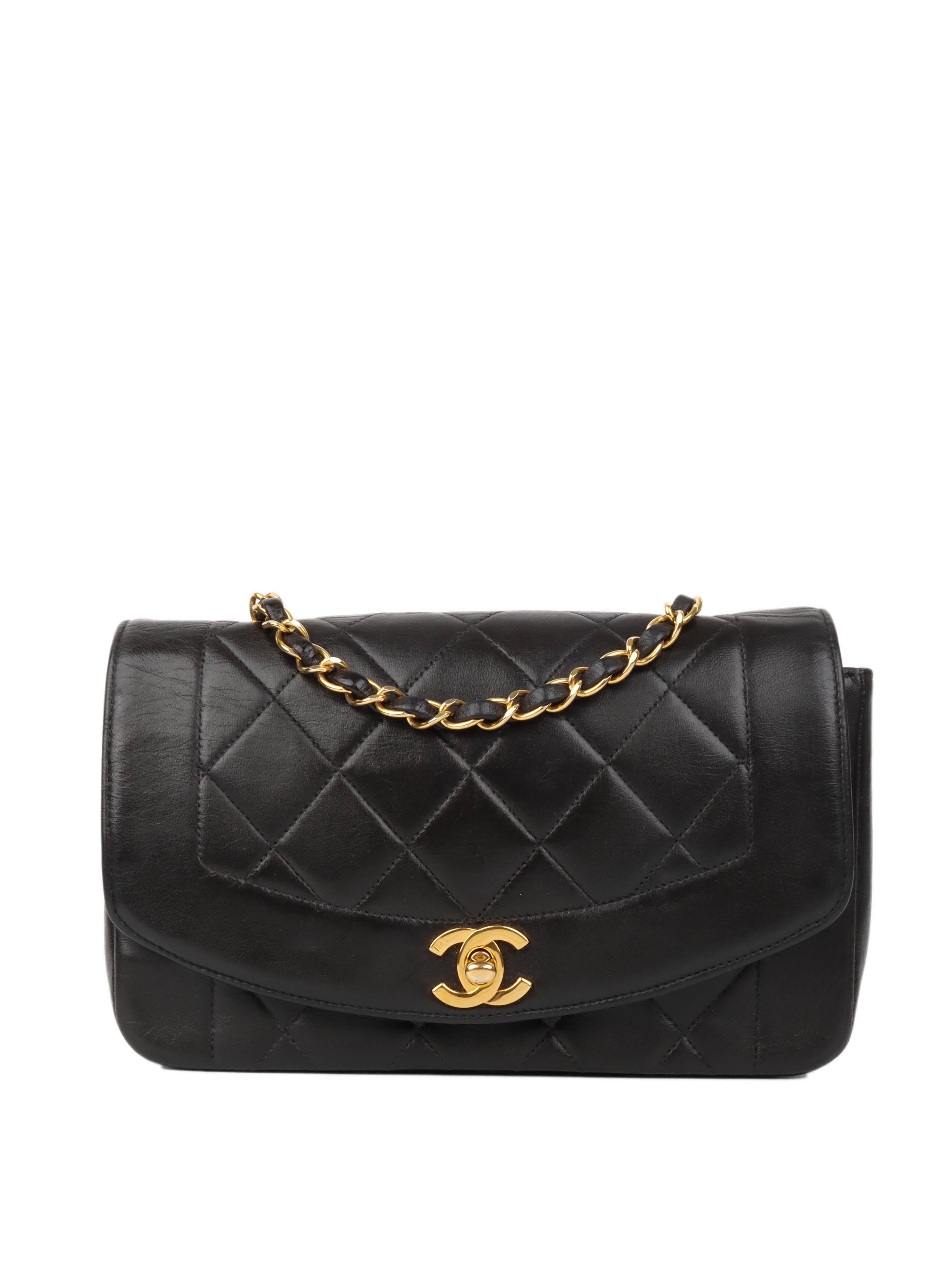 Vintage Chanel Diana Flap Bag in Black with 24K Gold Hardware - Luxury Designer Handbag for Women, Perfect for Evening Events & Special Occasions