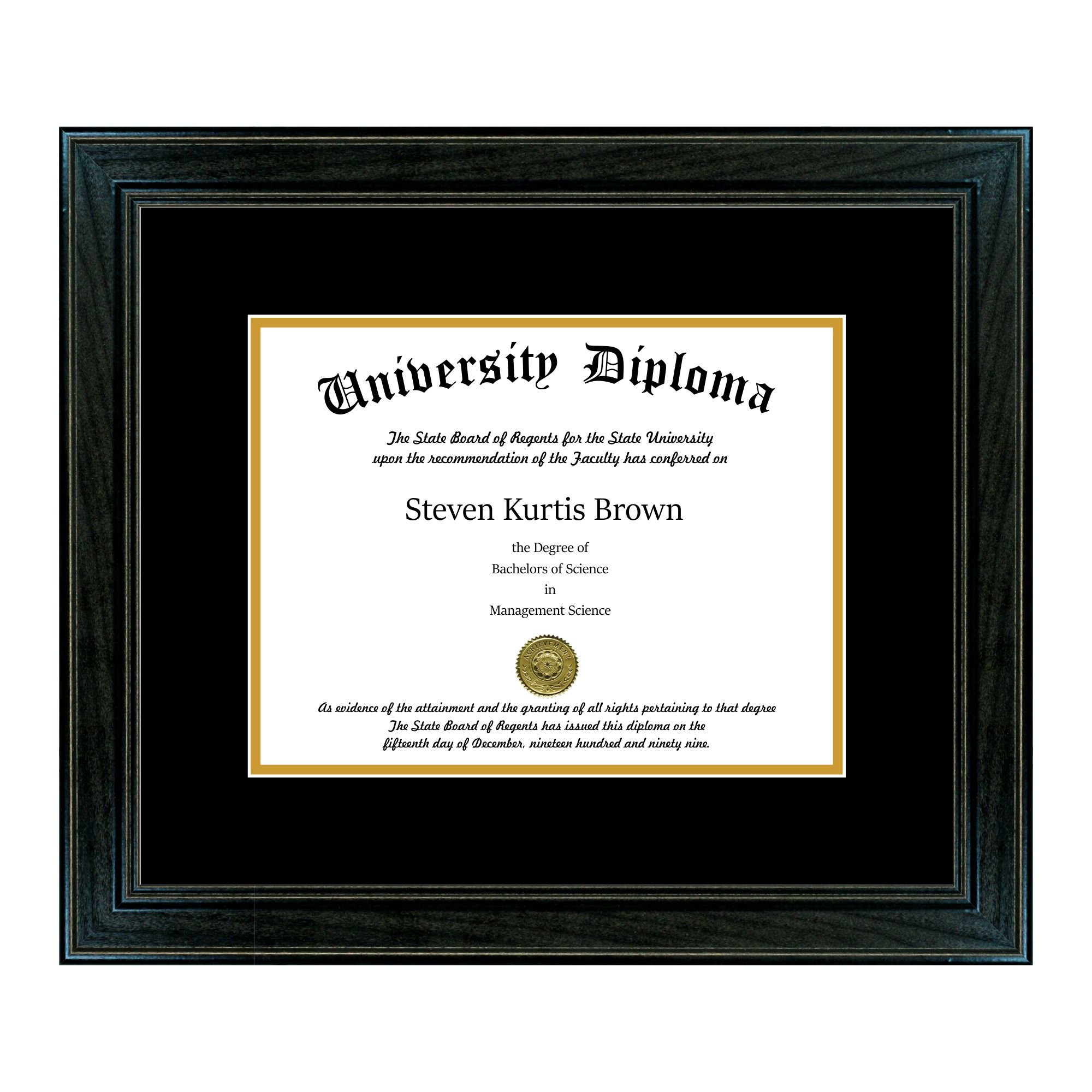 17 x 11 Inch Single Diploma Frame with Double Matting - 1.5 Inch Black Wood Frame for Graduation Certificates - Perfect for Office, Study Room or Gift for Graduates