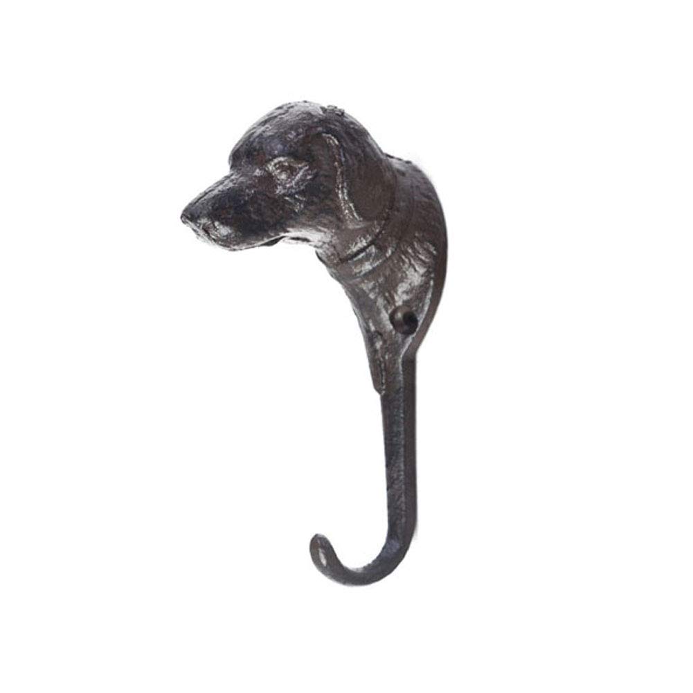 Cast Iron Dog Head Hook for Keys, Bags & Towels - Wall Mounted Entryway Decor (Brown)