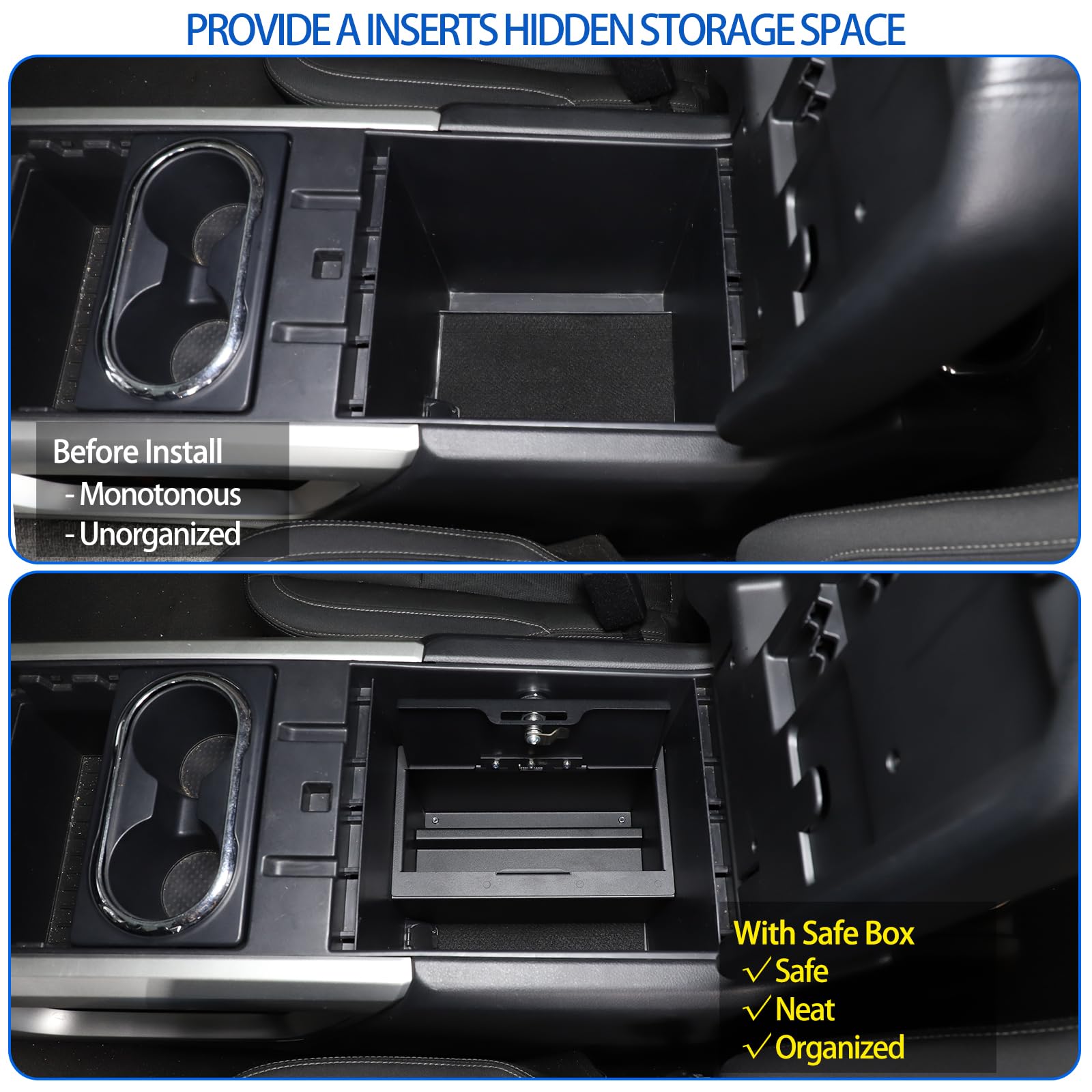 Nissan Titan 2016-2023 Center Console Safe Box with Password Lock - Secure Armrest Storage for Valuables, Cash & Documents - Perfect for Travel, Work & Vehicle Security