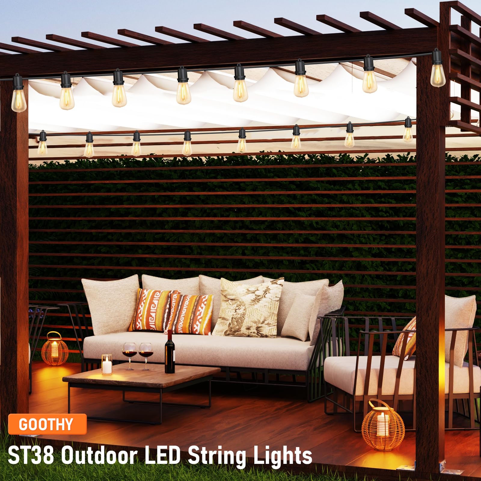 25Ft LED Outdoor String Lights with 13 Shatterproof Edison Bulbs (1 Spare Included) - Waterproof Commercial Grade Patio Lights for Porch, Deck, Backyard, Garden - Perfect for Weddings, Parties & Outdoor Decorations