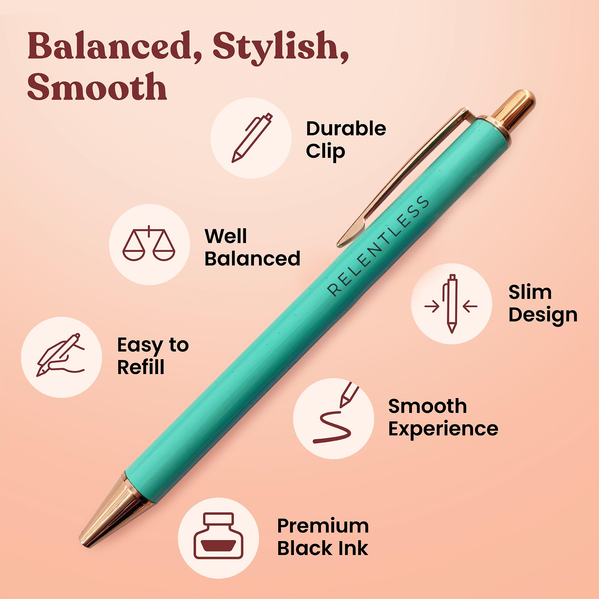 MESMOS Elegant Pen Set - Inspirational Gifts for Women, Motivational Office Pens for Boss Lady, Unique Click Pens for Servers & Promotions - Perfect for Corporate Gifts, Employee Recognition & Daily Office Use