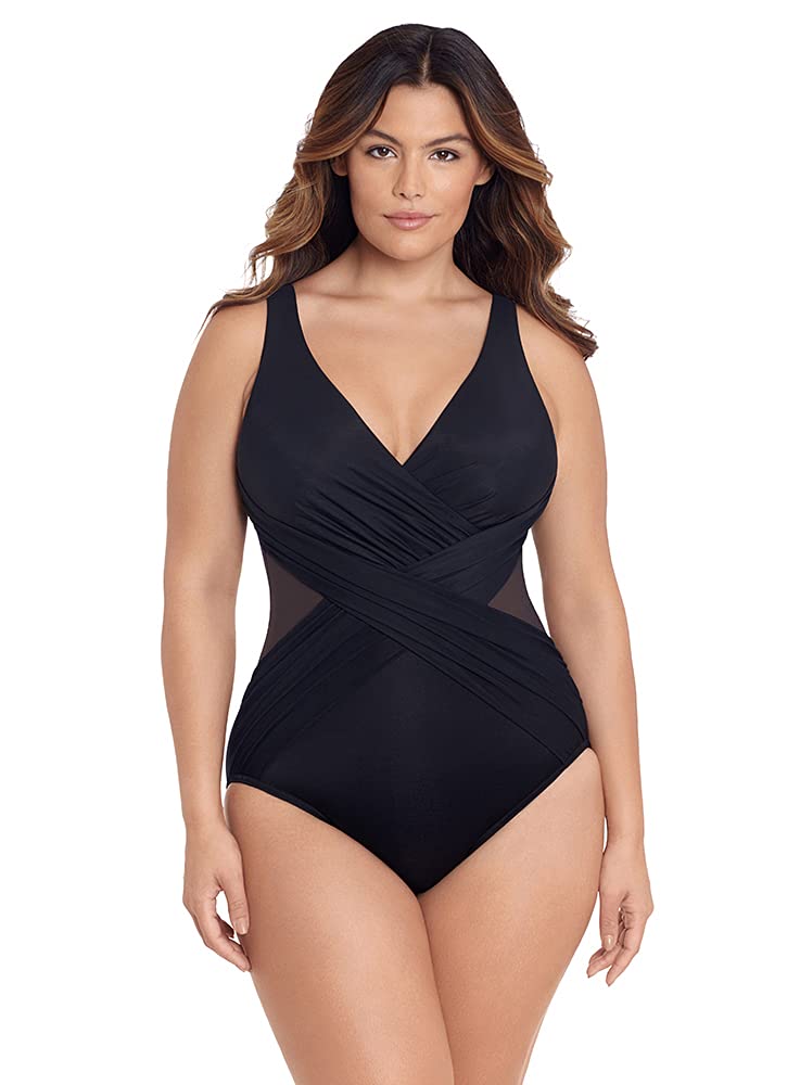 **Miraclesuit Women's Plus Size One Piece Swimsuit – Tummy Control, Soft Cup, Crossover Design for Flattering Fit | Perfect for Beach, Pool & Vacation**