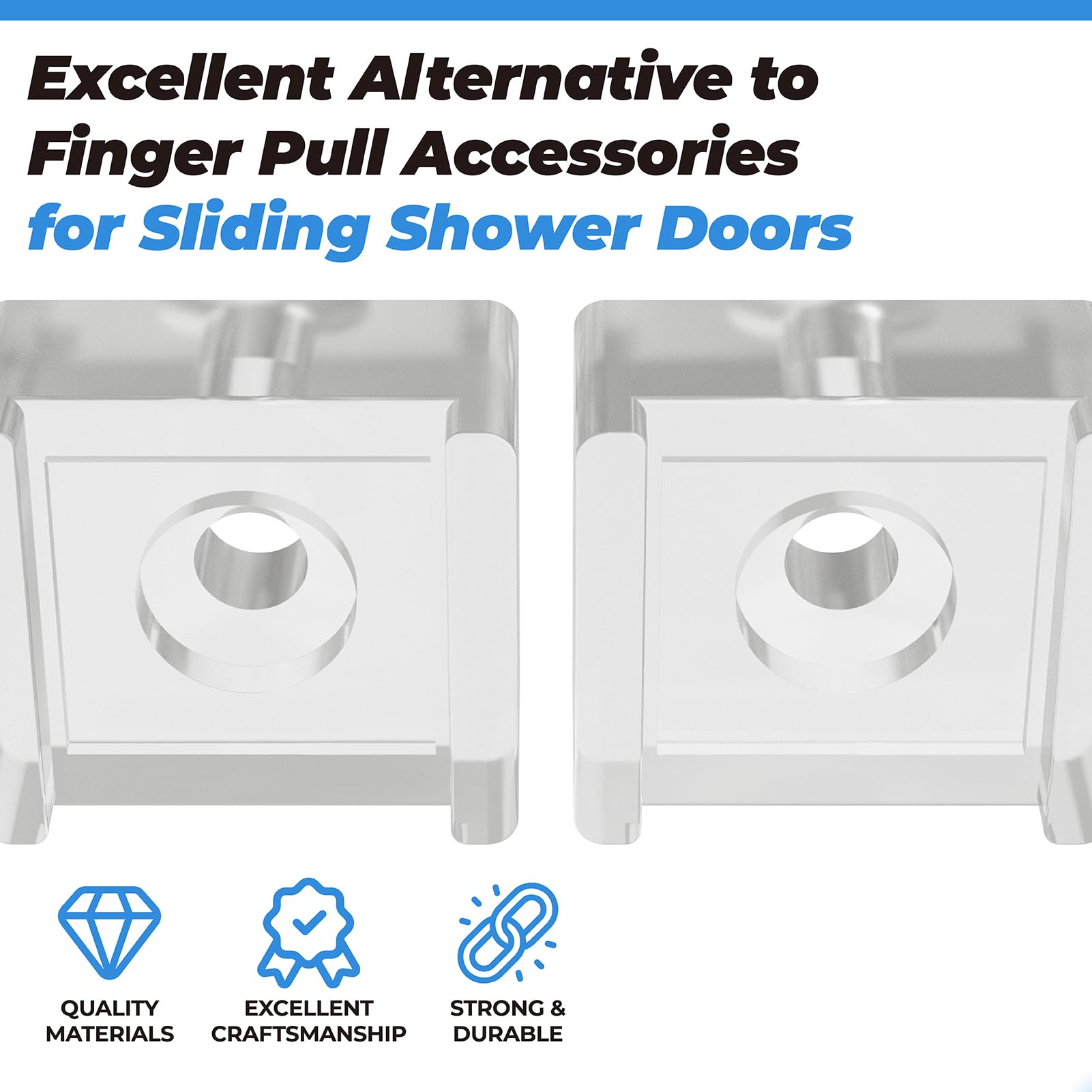 Clear Acrylic Sliding Shower Door Finger Pull & Bumpers - 2-Piece Replacement Parts for Glass Sliding Shower Doors | Durable & Easy Installation for Bathroom & Shower Upgrades