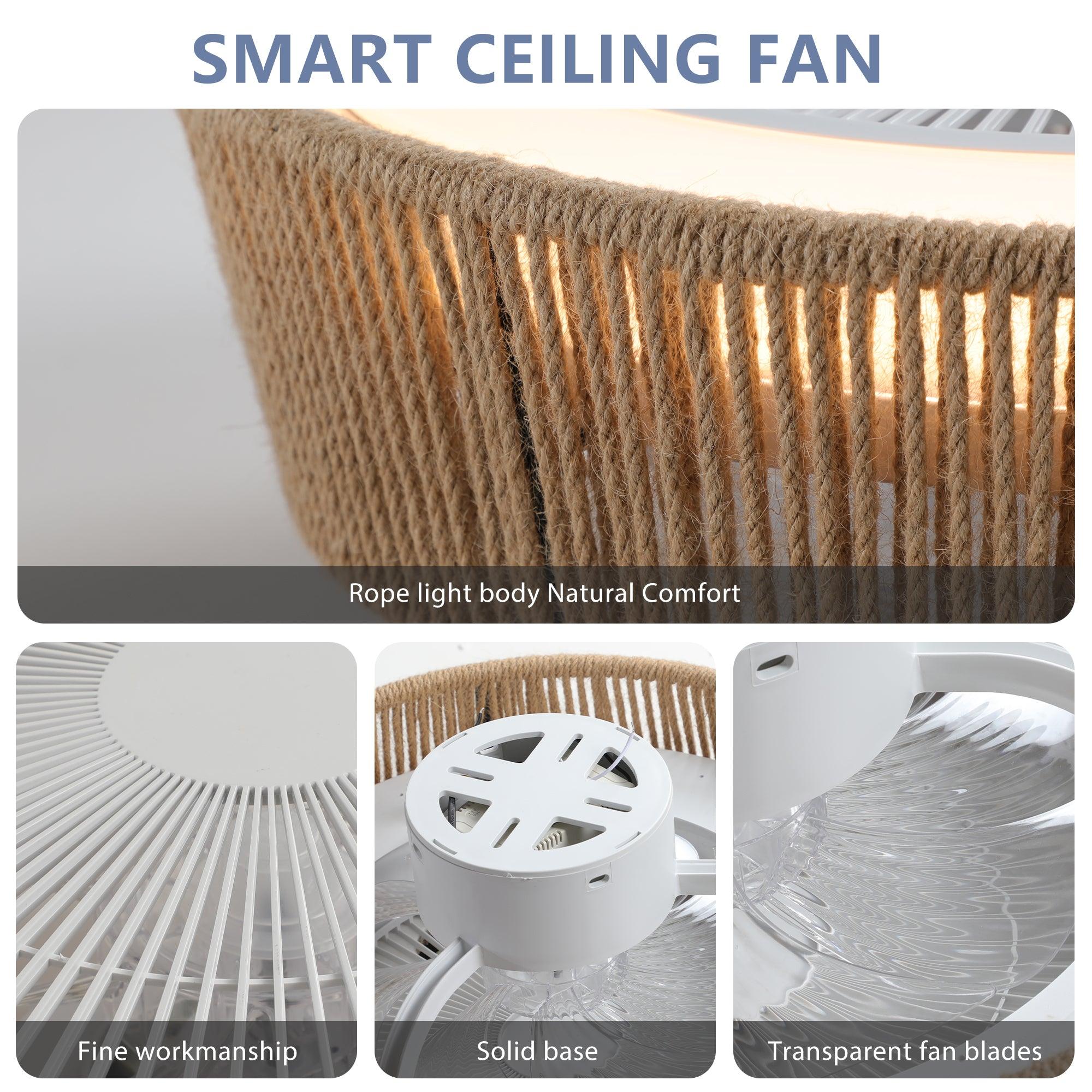Bohemian Style LED Dimmable Ceiling Light with Built-in Fan & Remote Control - Modern Lighting for Bedroom, Living Room, and Patio