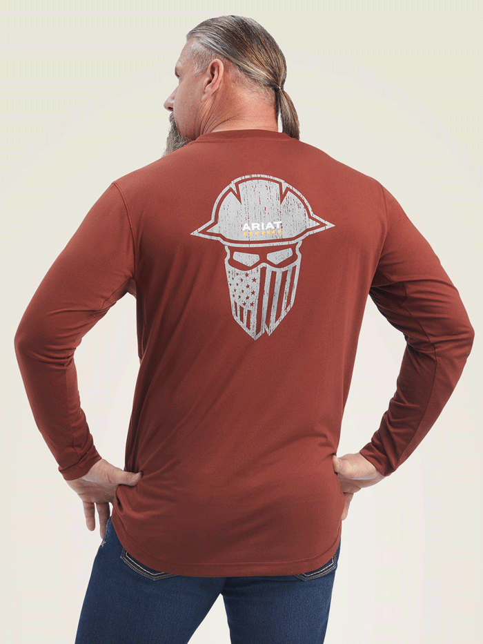Ariat Men's Rebar Workman Full Coverage T-Shirt - Cherry Mahogany | Durable Workwear for Construction & Outdoor Activities