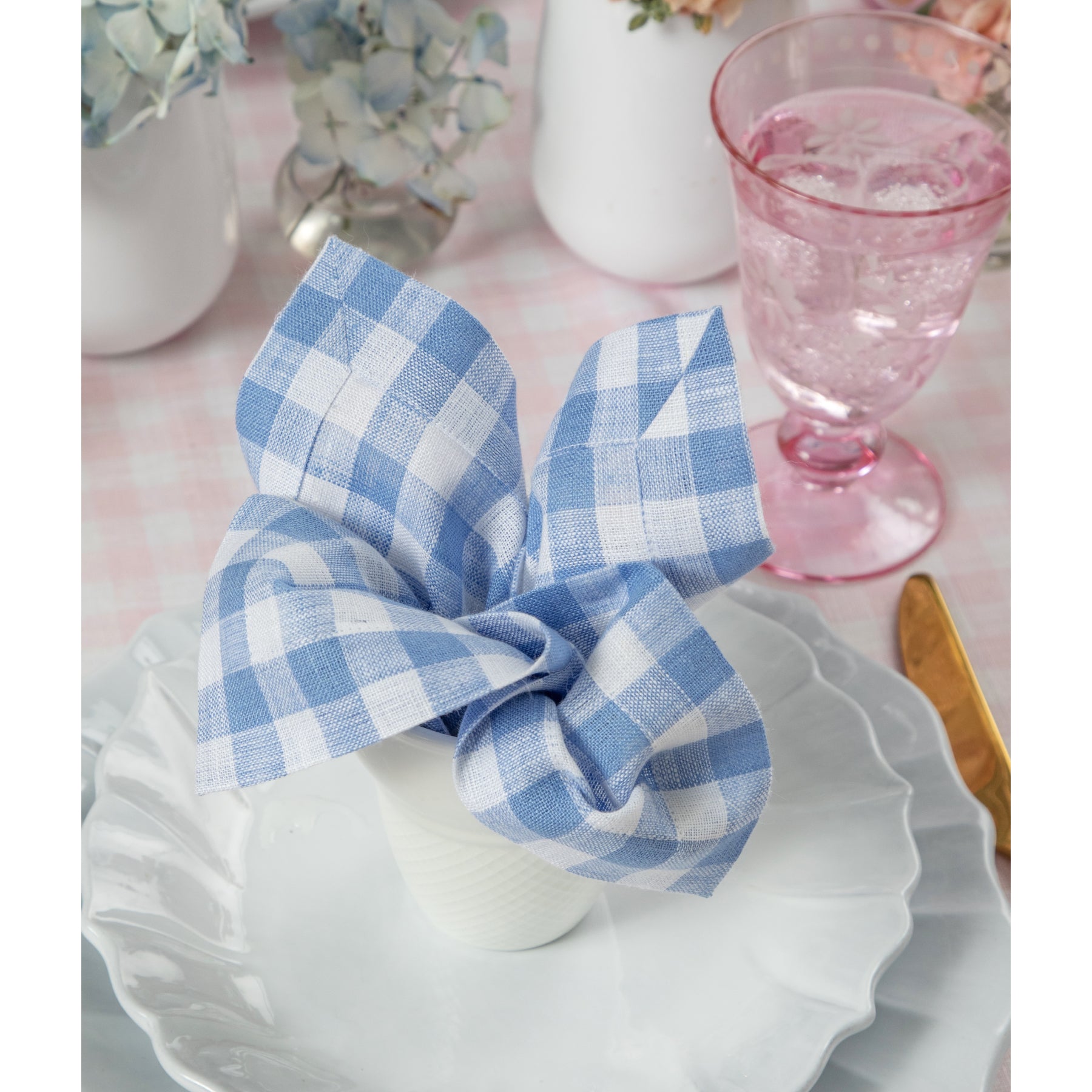 Premium Gingham Checkered Napkins Set of 4 - 100% Cotton Kitchen & Dining Cloth for Parties, Picnics, and Everyday Use