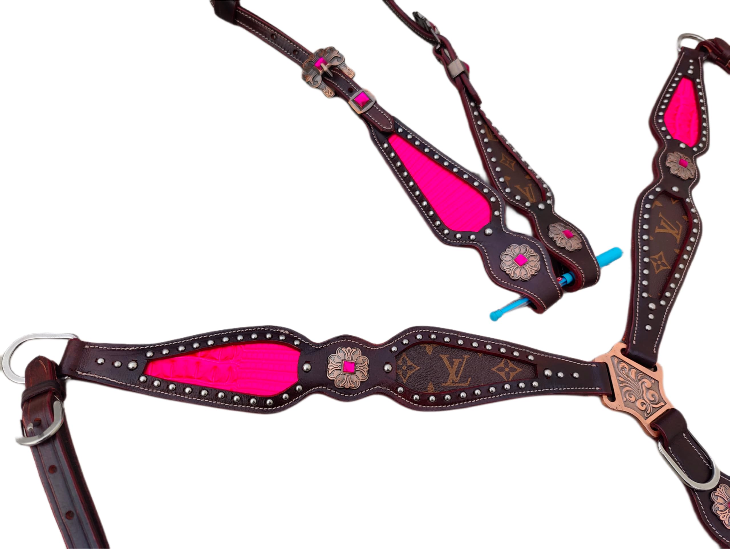 Pink and Brown Western Horse Tack Set - Complete Bridle, Saddle & Reins for Trail Riding & Rodeo Events