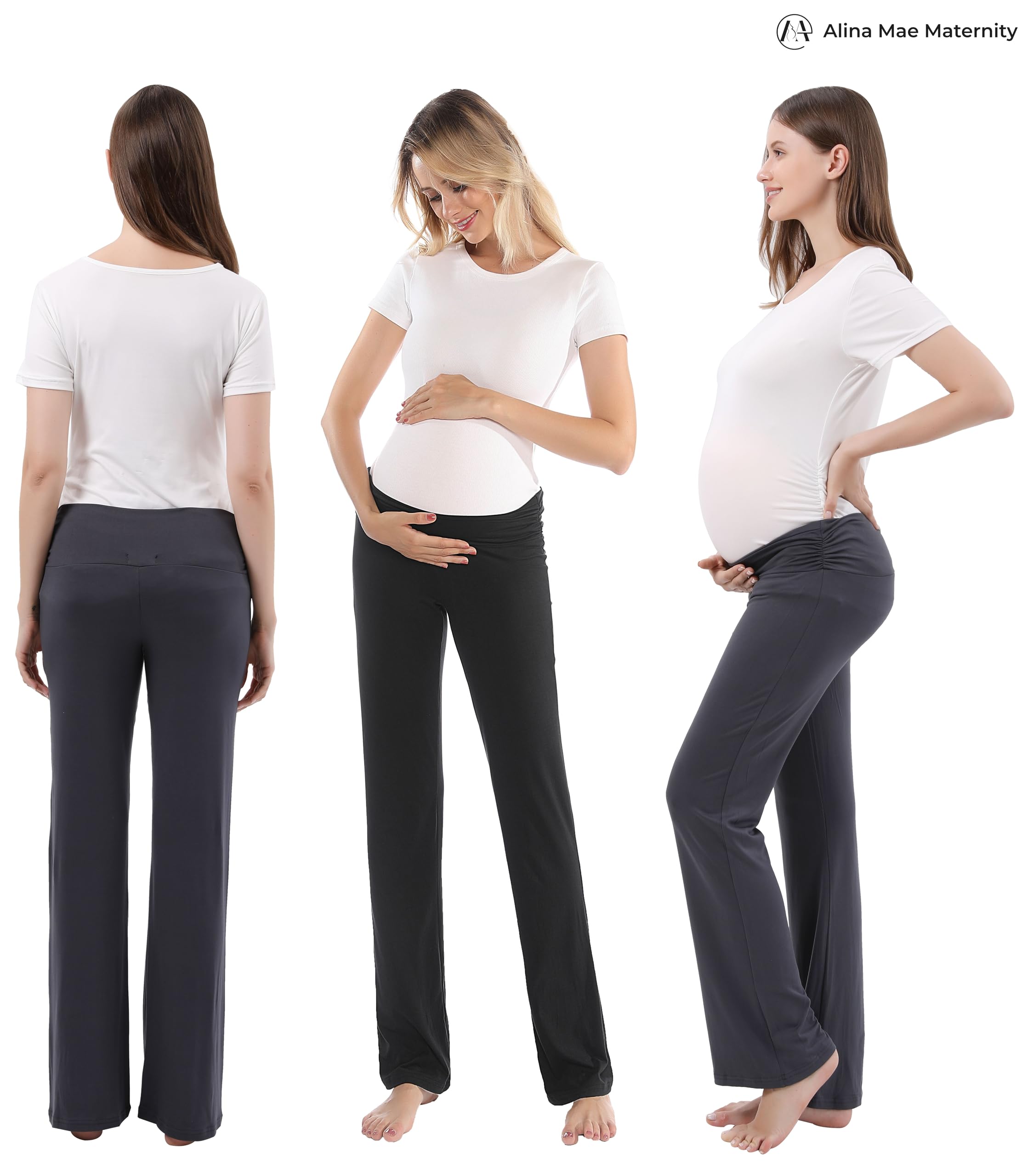 Comfy Stretchy Maternity Pajama Pants for Women - Soft Wide Leg Palazzo Lounge Pants with Elastic Waist - Perfect for Pregnancy, Nursing & Relaxing at Home