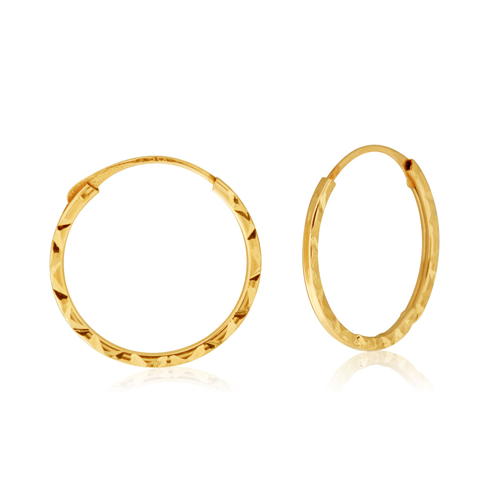 9ct Yellow Gold 15mm Hinged Hoop Earrings for Women - Classic Dainty Hinged Hoops - Perfect for Everyday Wear, Office & Special Occasions
