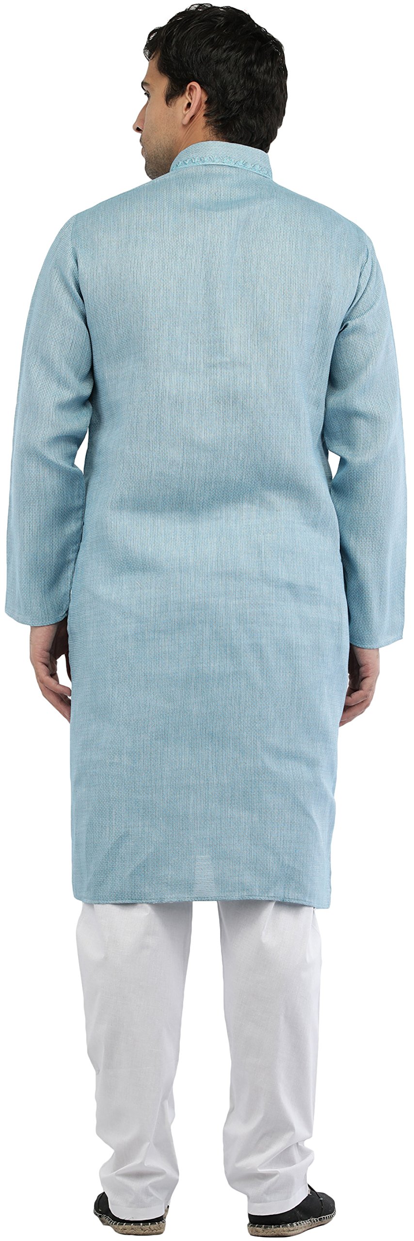Stylish Men's Kurta Pajama Set with Elegant Neck Embroidery & Dotted Stripes - Perfect for Festivals, Weddings & Cultural Events