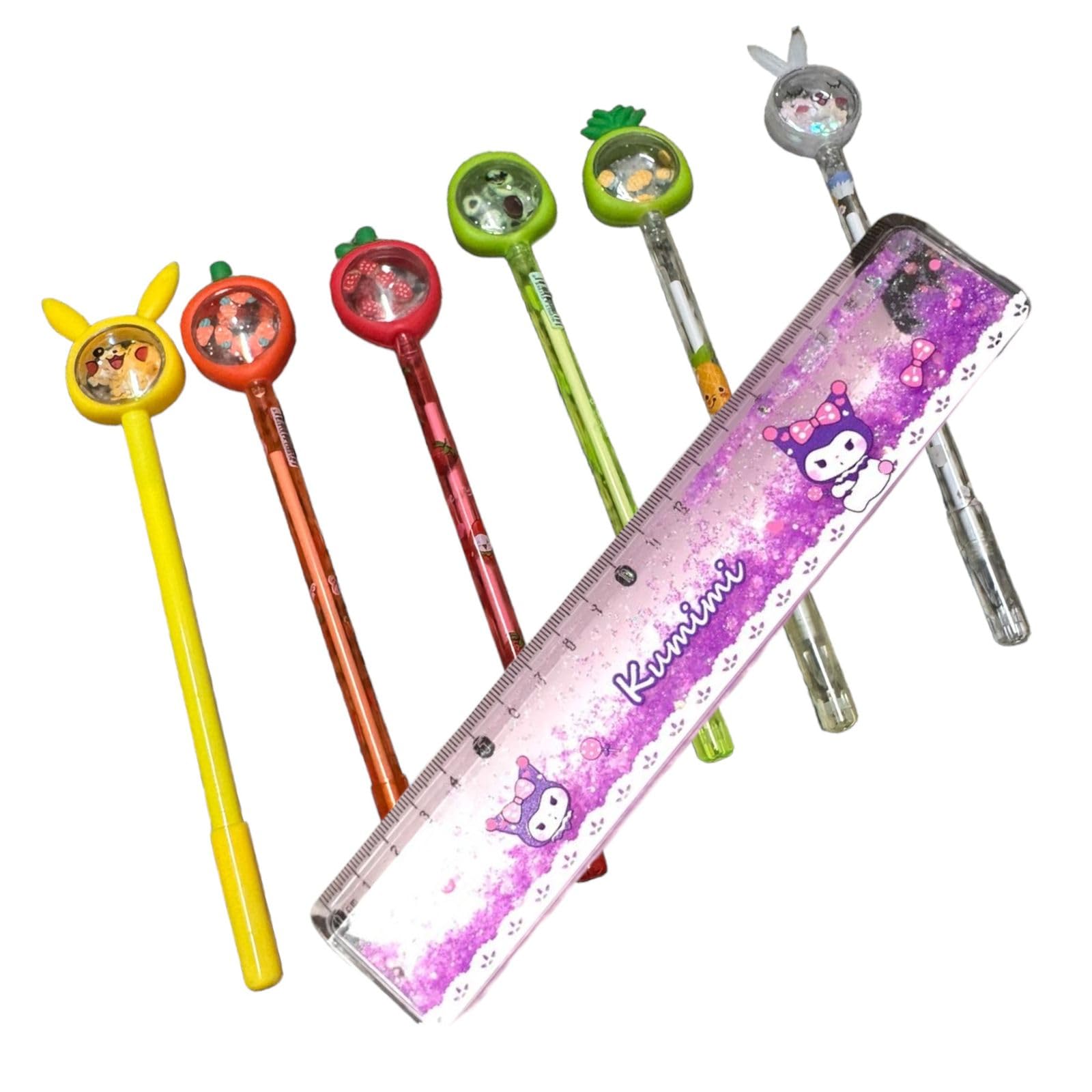 TD CREATIONS 6-Pack Multicolor Sparkle Gel Pens with Water Scale & Pen Toppers - Vibrant Writing Set for Kids, Students | Perfect for School, Note Taking, Journaling & Creative Projects