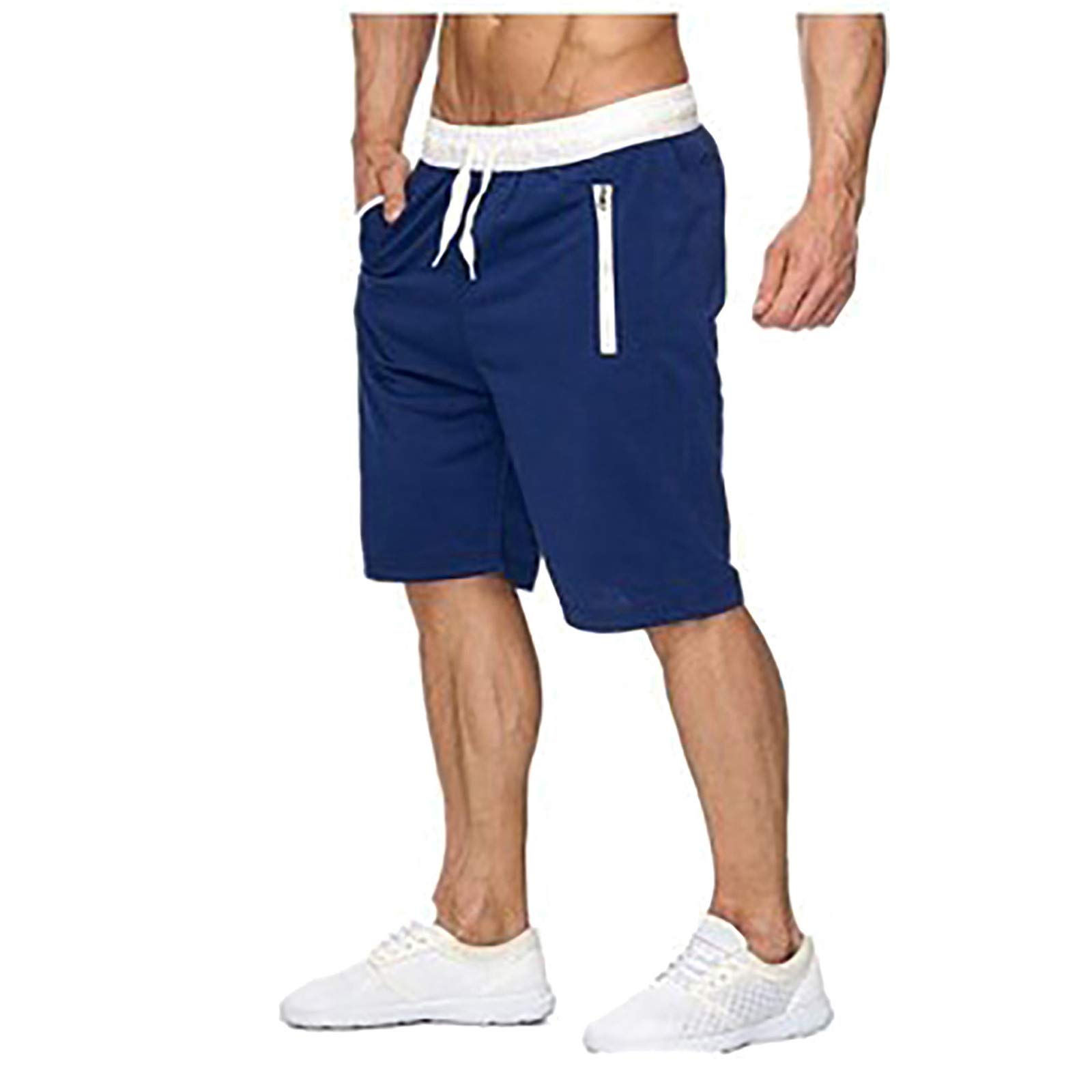 Men's Elastic Waist Jogger Shorts with Drawstring & Zipper Pockets - Breathable Lounge, Workout & Sports Shorts for Gym, Running, Yoga & Summer Casual Wear