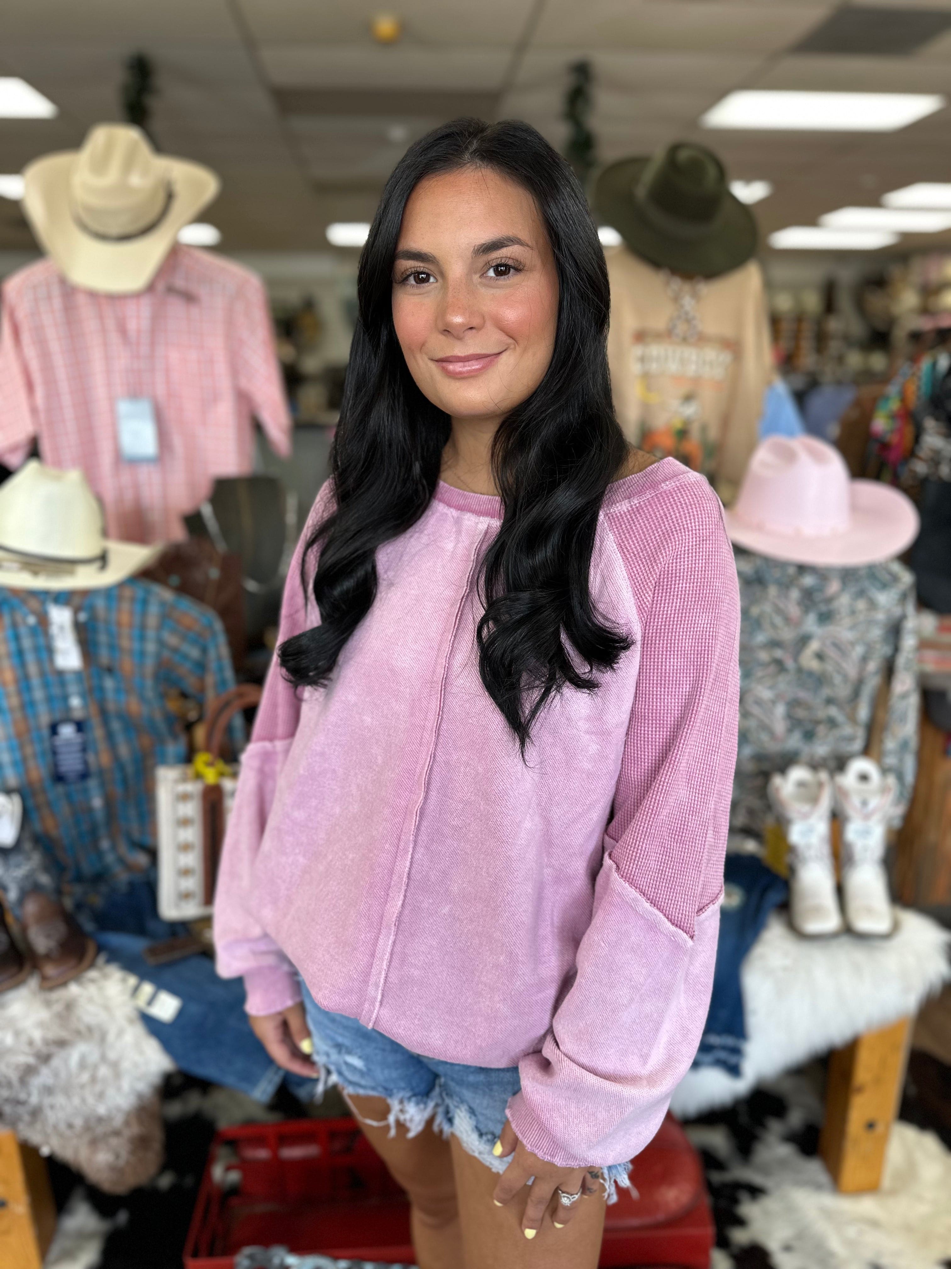 Reversible Round Neck Long Sleeve Sweatshirt for Women - Soft Blush Pink Pullover | Casual Loungewear, Fall Layering & Everyday Comfort