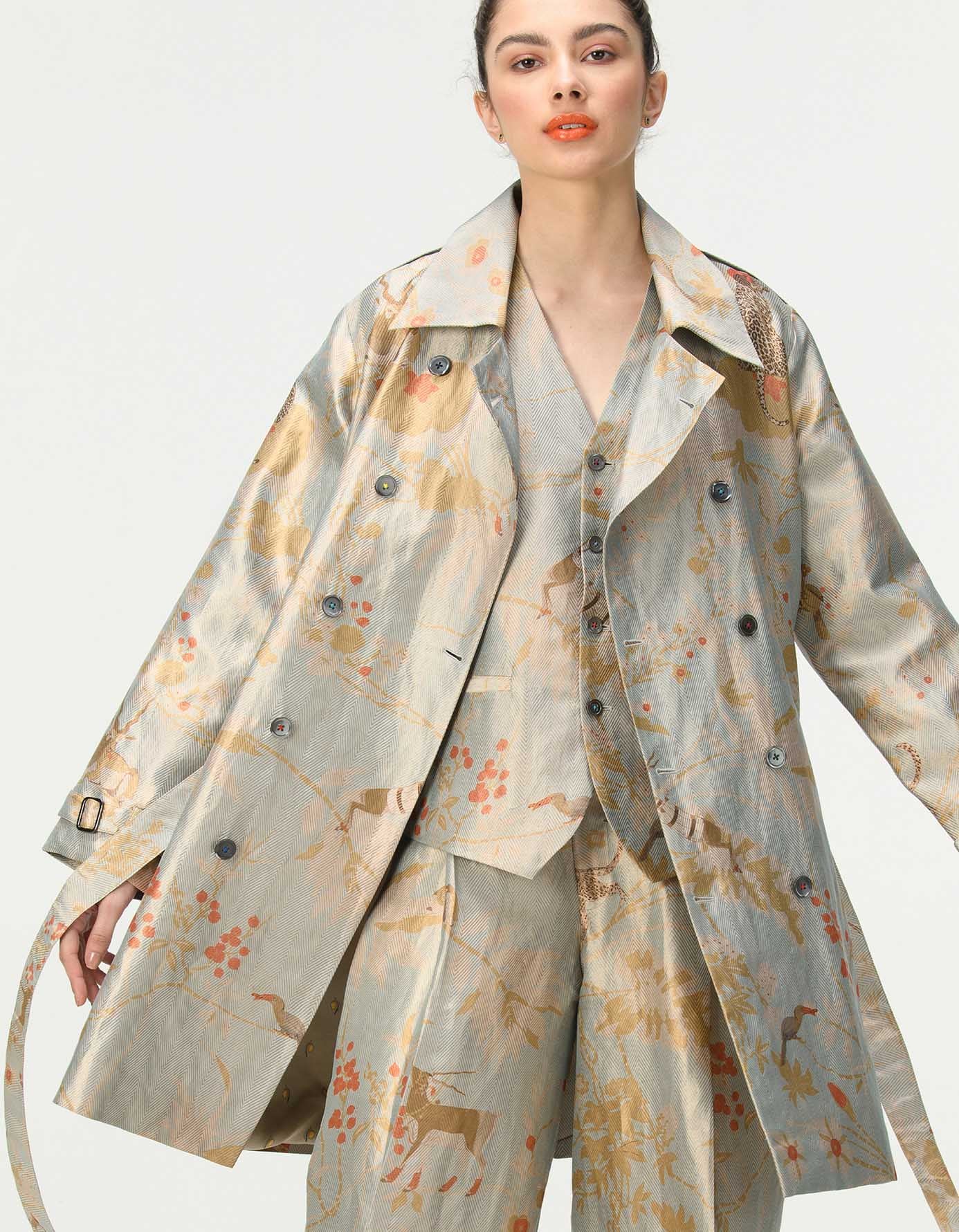 Elegant Ice Blue Silk Brocade Vest Coat for Women | Vintage Chinese Style Jacket | Perfect for Weddings, Parties & Special Occasions