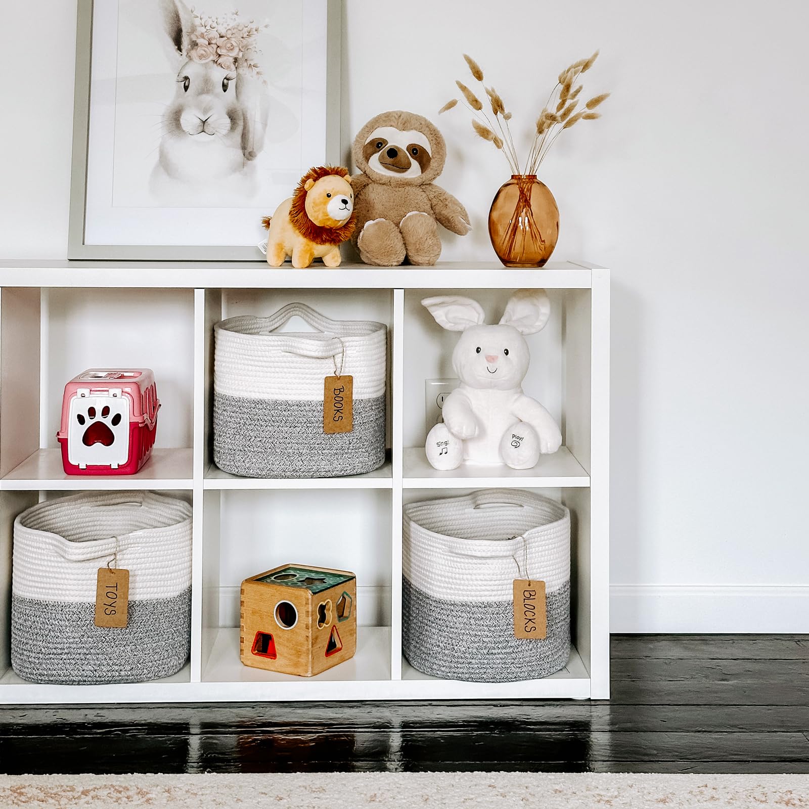 Goodpick Woven Storage Baskets 3-Pack - Organize Shelves, Nursery & Home Decor