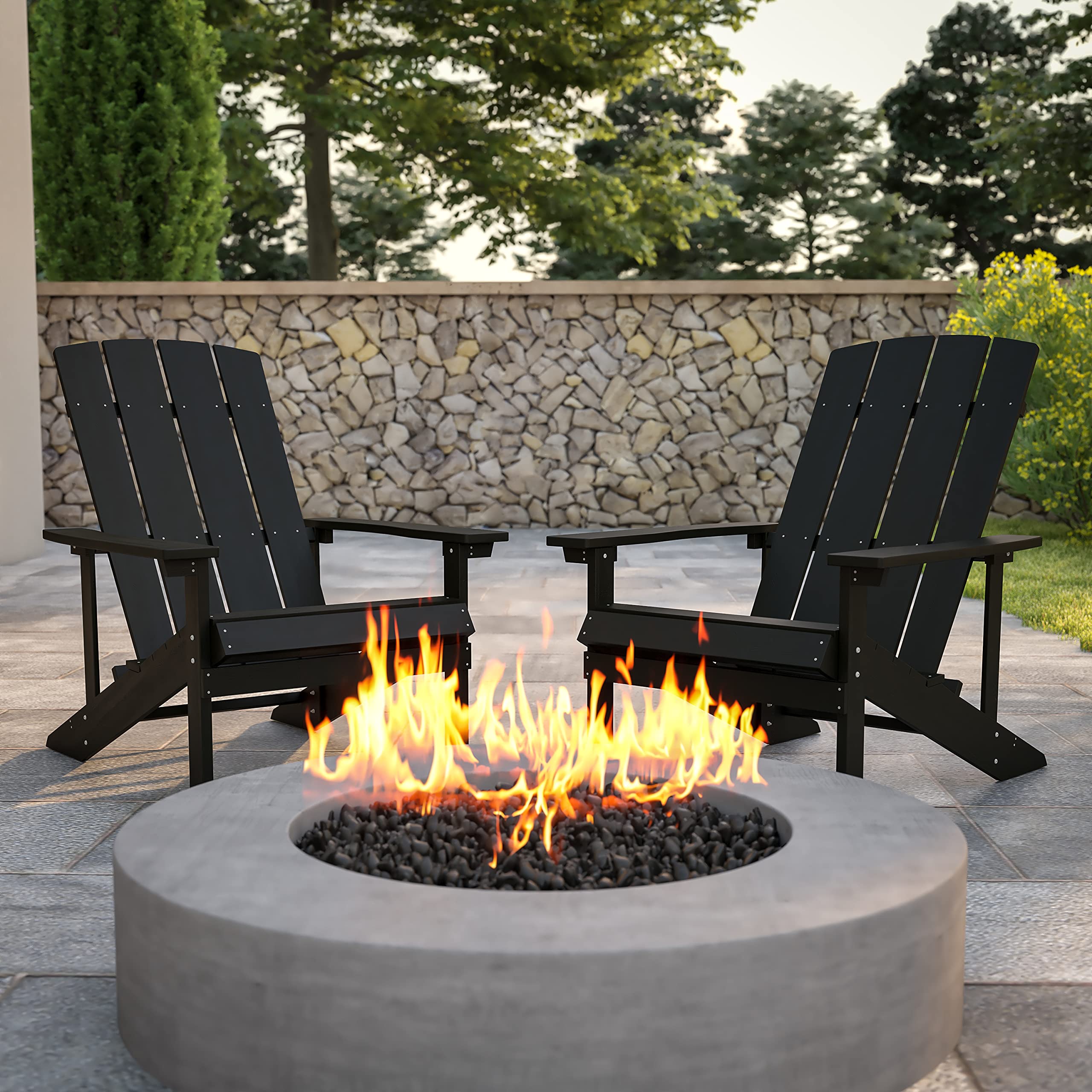 Premium Set of 2 All-Weather Poly Resin Adirondack Chairs - Slate Gray Outdoor Patio Furniture - Perfect for Backyard, Garden, Poolside & Deck Relaxation
