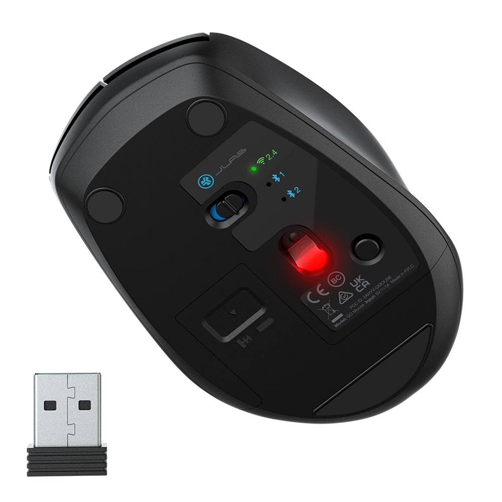 GO Wireless Mouse Black - Ergonomic Bluetooth Mouse for Laptop, PC, Mac - Perfect for Office, Home, Gaming & Travel