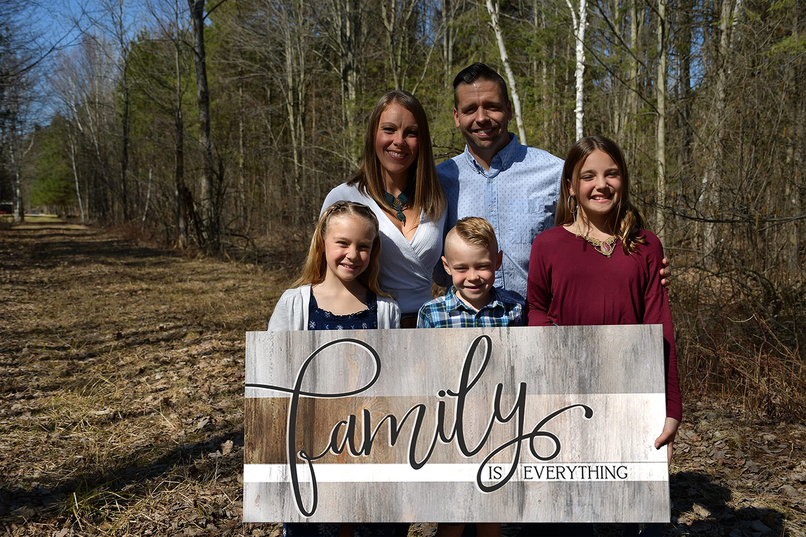 Family Is Everything Framed Wall Art - Large 42x19 Inch Farmhouse Canvas Decor for Living Room, Family Room & Home - Brown Rustic Wall Décor for Cozy Spaces