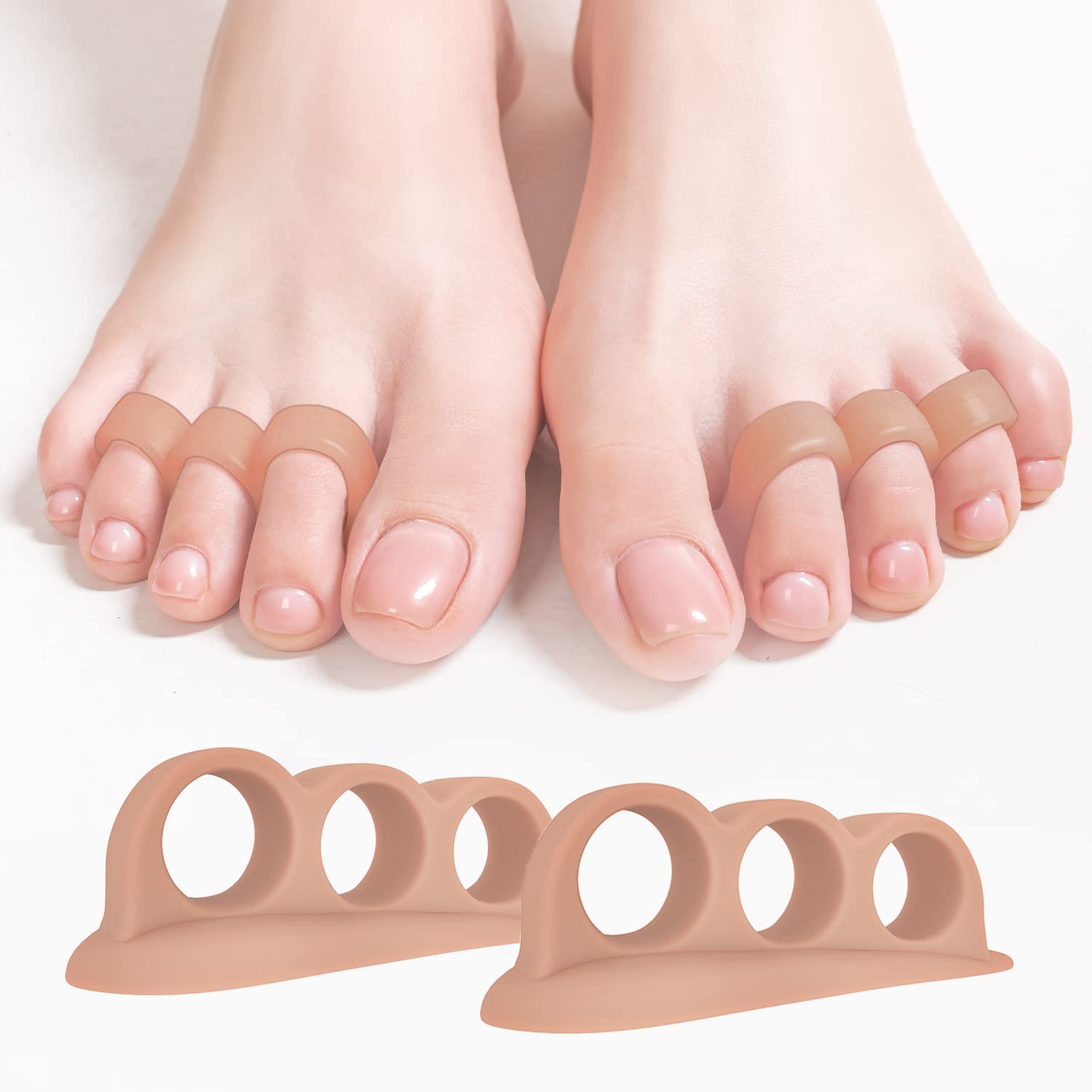 Hammer Toe Straightener & Corrector for Women & Men - Gel Toe Separators for Overlapping Toes - Comfortable Toe Splint Cushion to Relieve Pain & Correct Toe Alignment - 4 Pack - Perfect for Daily Wear, Running, Yoga & Post-Surgery Recovery