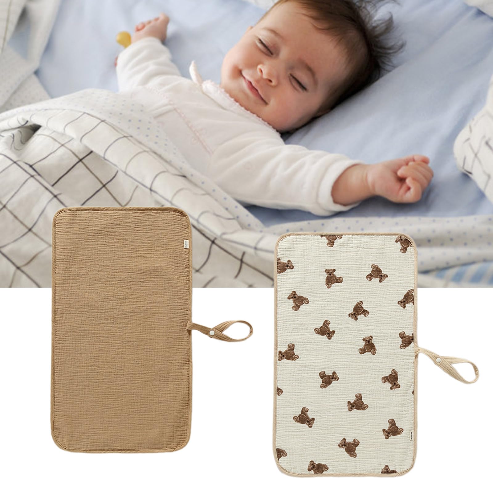 Waterproof Cotton Newborn Changing Pad - Portable Travel-Friendly Diaper Changing Mat for Babies | Perfect for Nursery, On-the-Go & Baby Shower Gifts