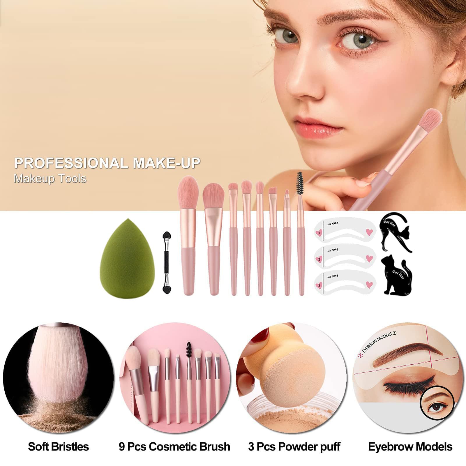 All-in-One Makeup Kit for Women - Black, Portable for Travel & Daily Use