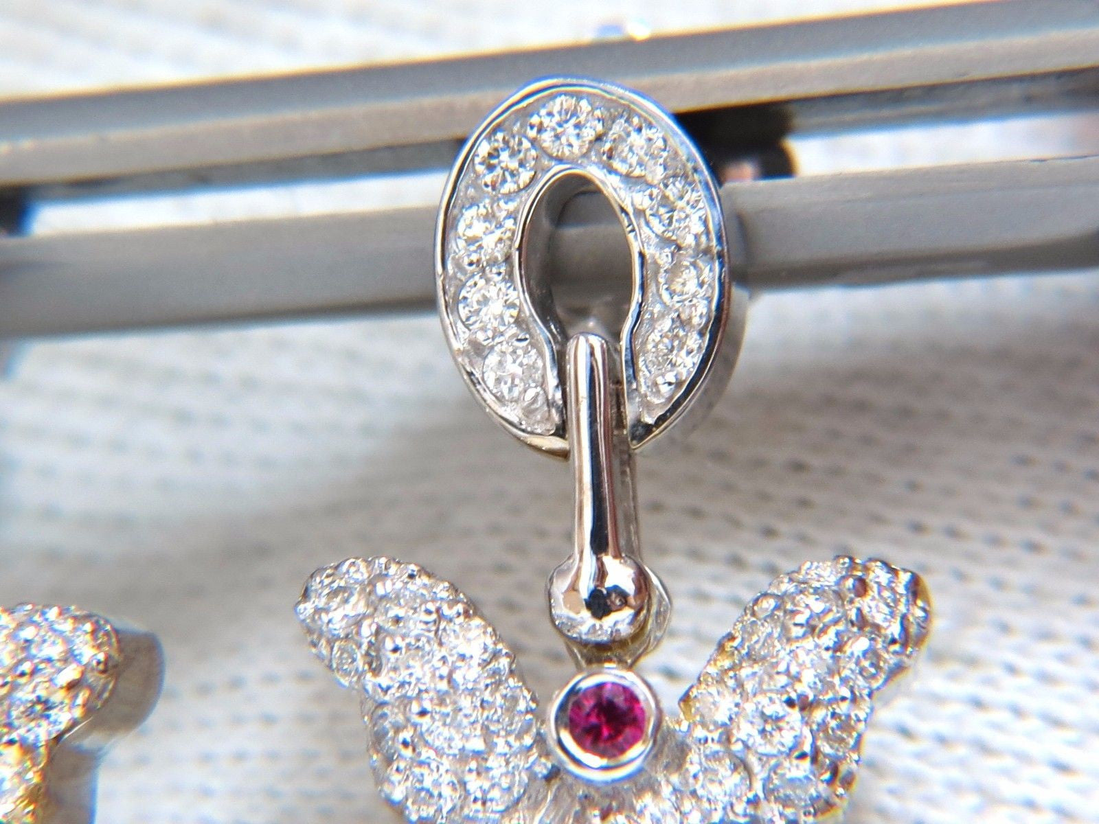 1.70CT Natural Oval Bright Red Ruby Diamond Dangle Butterfly Earrings in 14K Gold – Elegant Jewelry for Weddings, Parties & Special Occasions