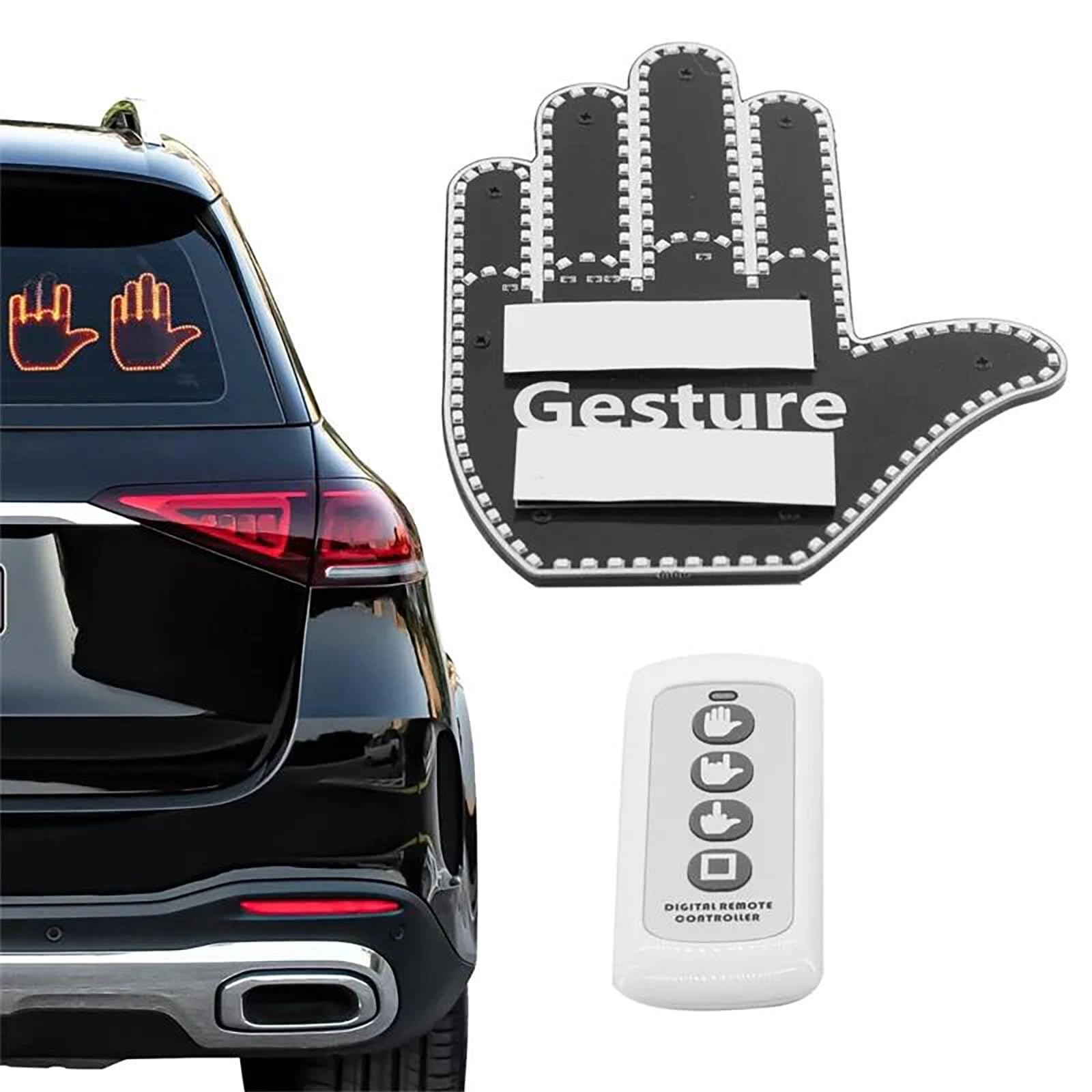 Funny LED Middle Finger Gesture Light with Remote - Hilarious Car Truck Accessory for Road Rage & Pranks | Perfect for Car Enthusiasts, Pranksters & Unique Gift Ideas
