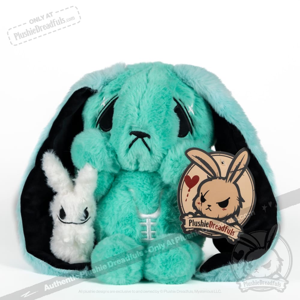 Plushie Dreadfuls Anxiety Rabbit Stuffed Animal - Teal Limited Edition Soft Plush Toy for Stress Relief & Emotional Support | Perfect Gift for Anxiety Sufferers, Therapy Comfort & Bedroom Decor