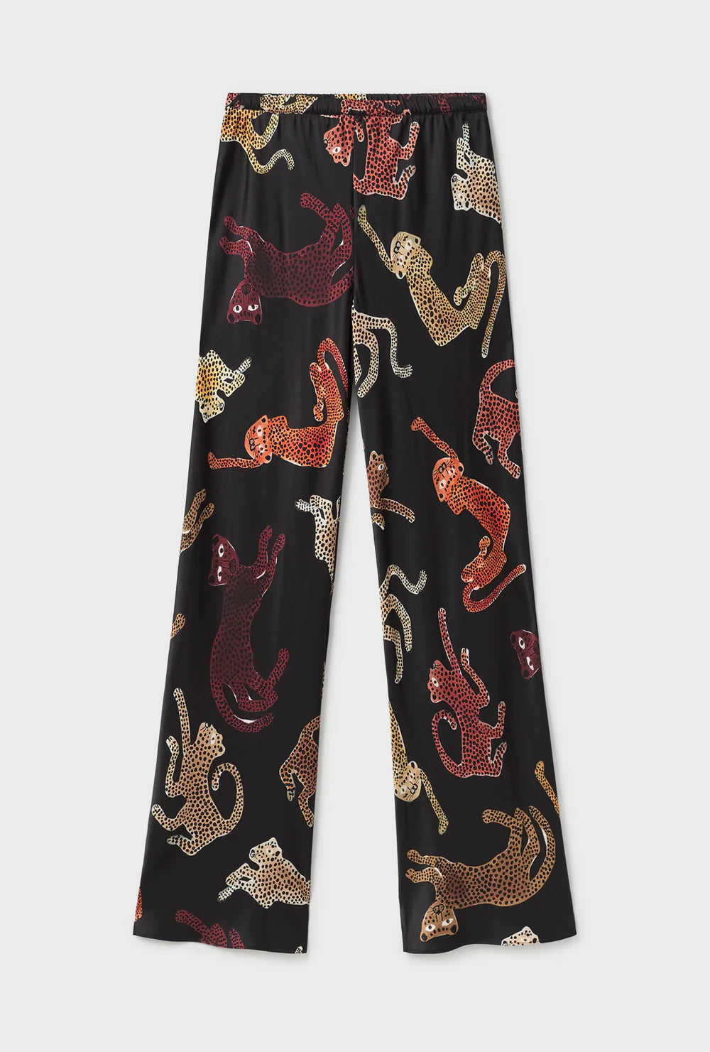 Bias Cut Pants for Women - Stylish Jaguar Print Black High Waist Trousers for Casual Wear & Office Outfits