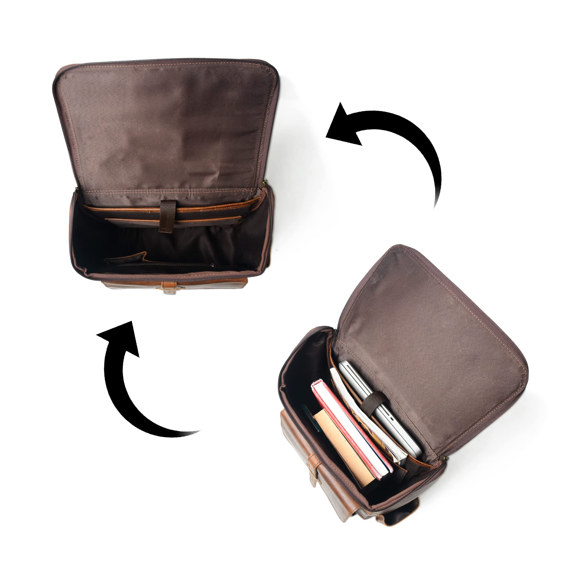 Premium Top Grain Leather Backpack for Men & Women - 16