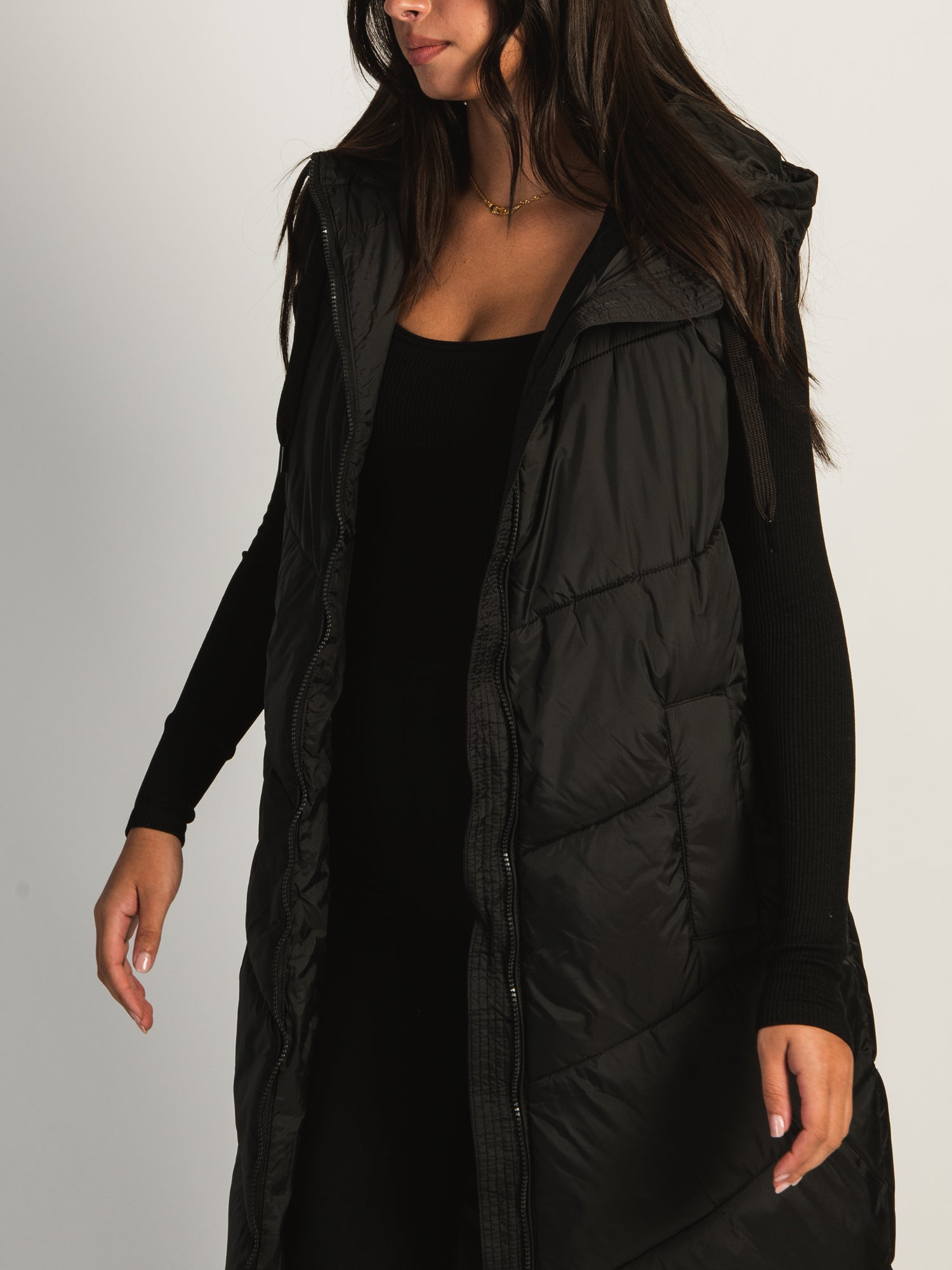 B.YOUNG BOMINA Long Hooded Puffer Vest for Women - Winter Warm Quilted Jacket for Outdoor Activities, Hiking & Casual Wear