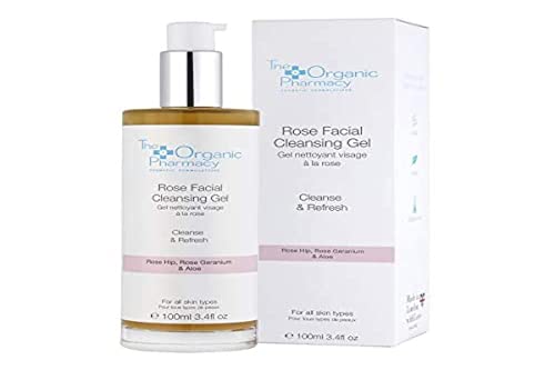 Organic Rose Facial Cleansing Gel for Sensitive & Combination Skin - Reduces Redness, Fights Acne, Balances Oil - 3.4oz | Gentle Daily Cleanser for Environmental Protection & Skin Soothing