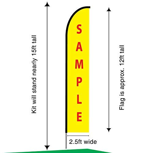 15ft Outdoor Printed Promotional Feather Flag Banner with Pole Kit & Spike - Business Advertising, Vacancy Sign - Perfect for Grand Openings, Car Dealerships, Real Estate & Events