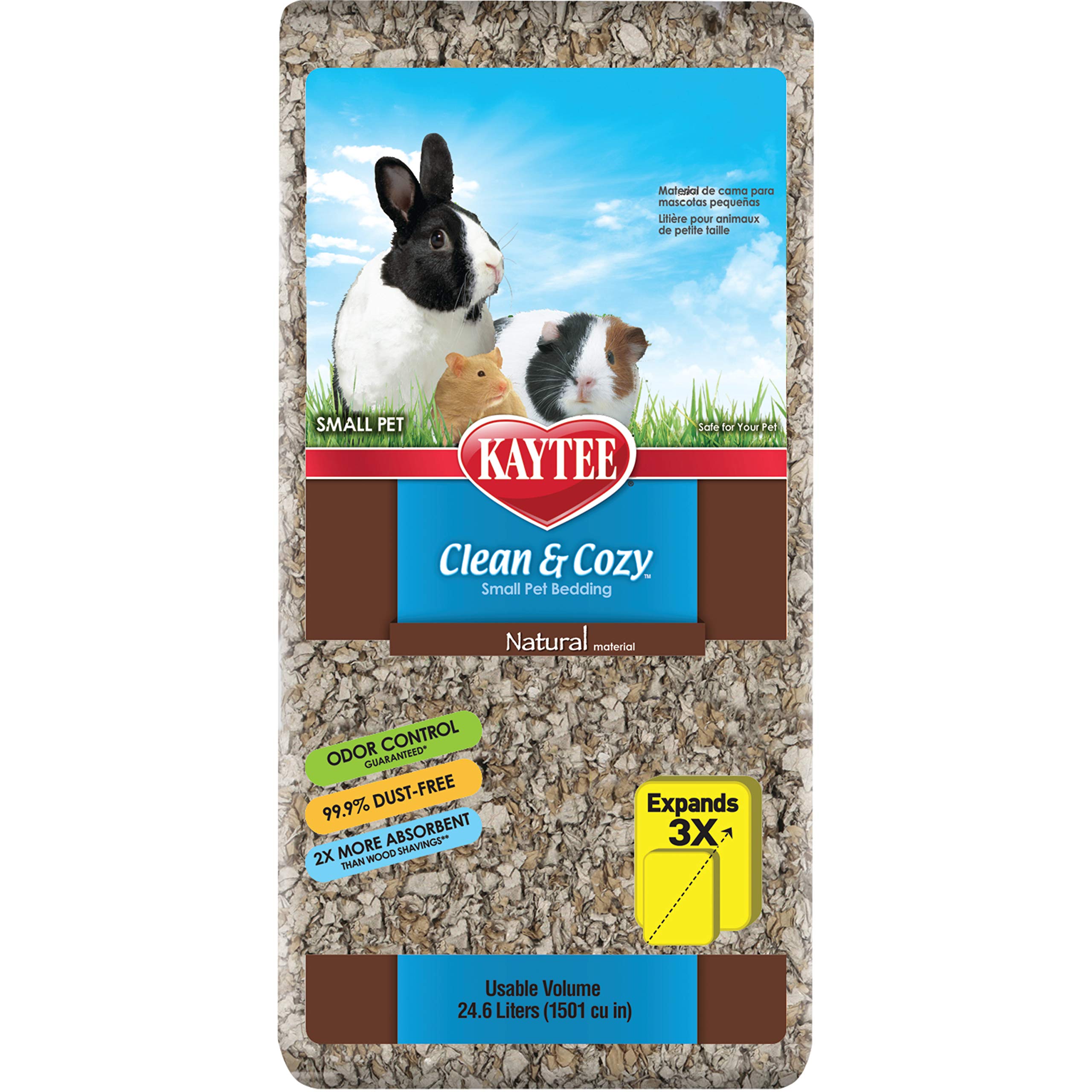 Kaytee Clean & Cozy Natural Small Animal Bedding - 24.6L (6.5 Gal) | Dust-Free, Super Absorbent for Hamsters, Guinea Pigs & Rabbits | Ideal for Cages, Hutches & Pet Habitats