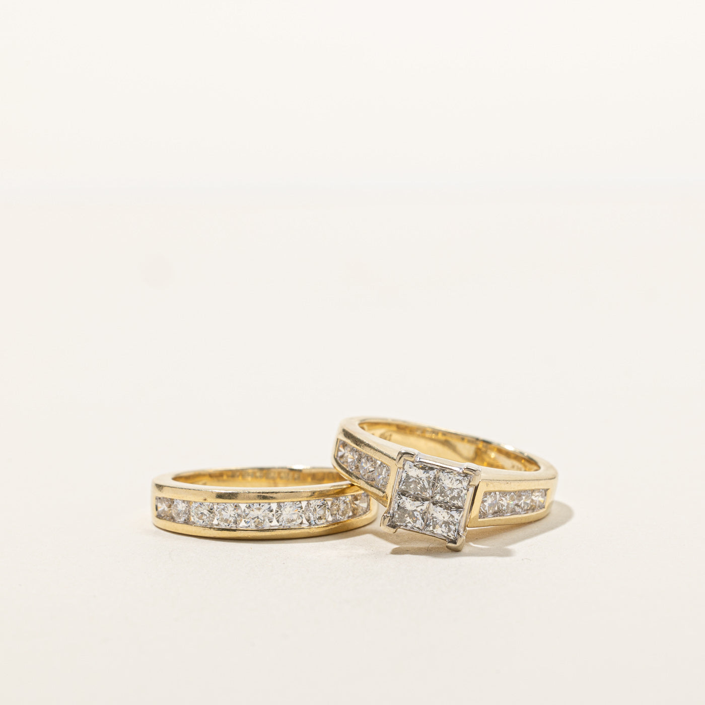 Channel Set Diamond Engagement Ring Set - 2.41 Carat Total Weight (CTW) | Size 7.25 | Perfect for Wedding Proposals & Anniversary Gifts