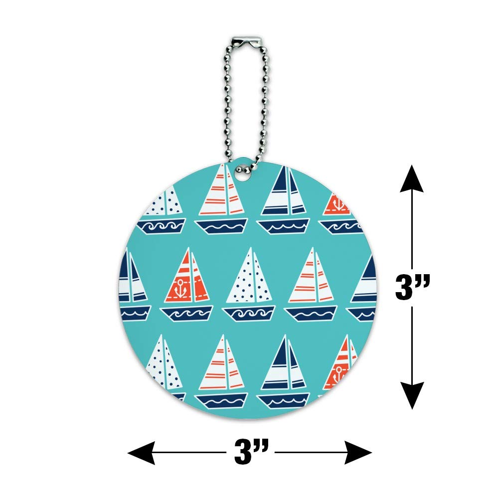 Stylish Sailboat Pattern Round Luggage ID Tag - Waterproof Suitcase Name Tag for Travel Bags & Carry-Ons - Perfect for Vacation, Business Trips & Cruise Adventures