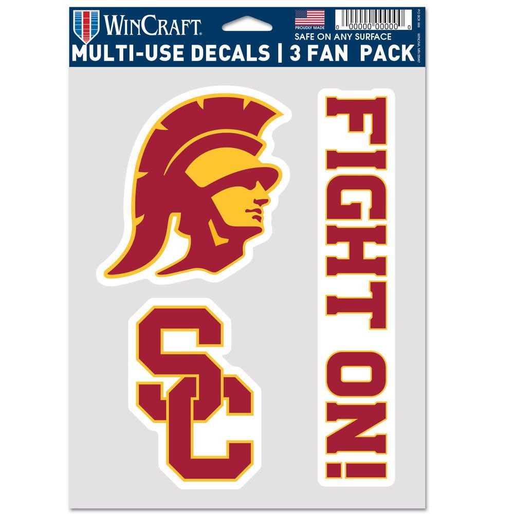 WinCraft USC Trojans 3-Pack Decals - Officially Licensed NCAA Fan Stickers for Cars, Laptops & Windows - Show Your Team Spirit at Games, Tailgates & Home Decor