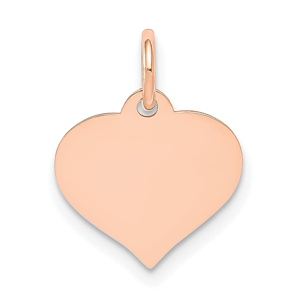 14K Rose Gold Heart Disc Charm Necklace - Engravable Curved Pendant for Women | Elegant Fine Jewelry Gift for Her | Perfect for Anniversaries, Valentine's Day & Special Occasions