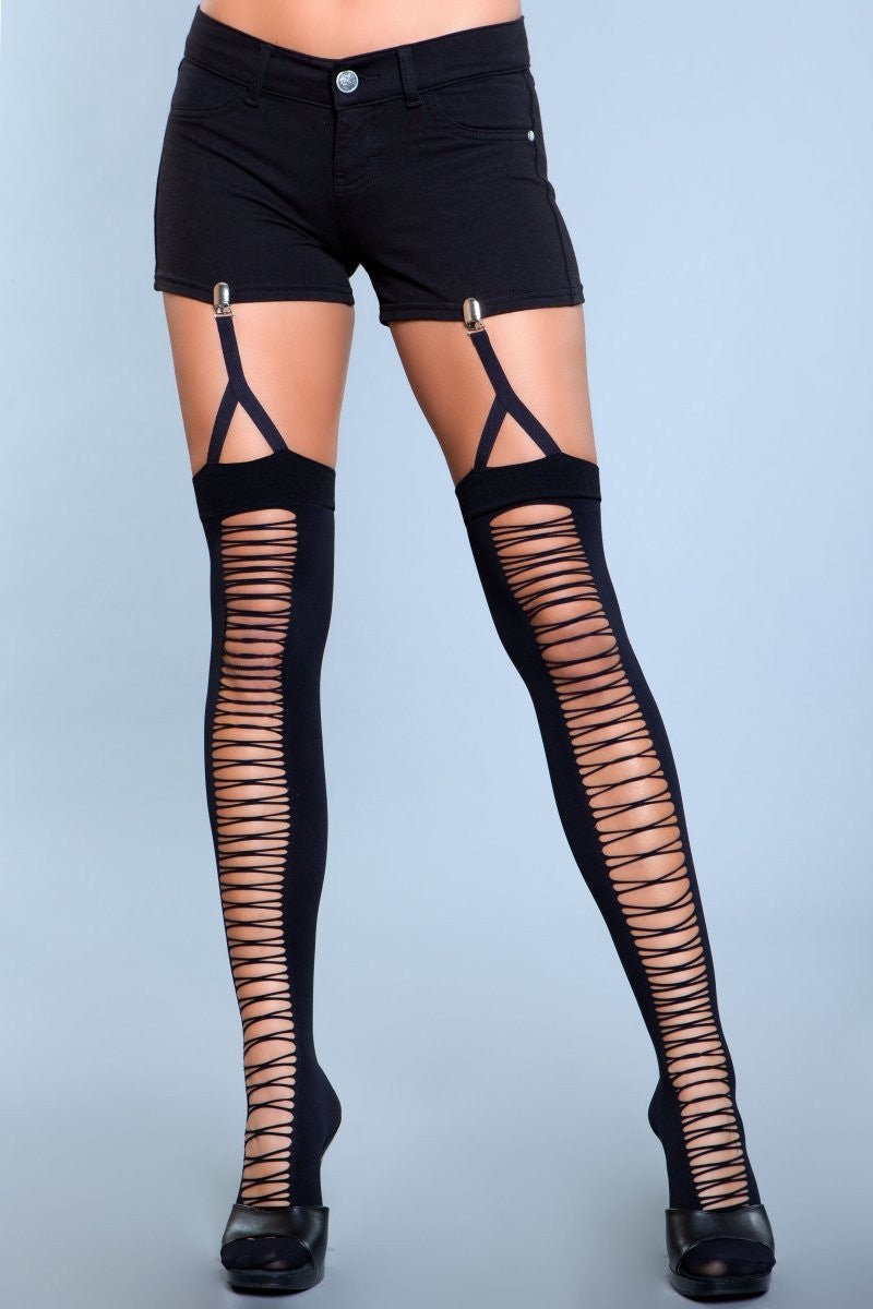 BeWicked Women's Illusion Clip Garter Thigh High Stockings 1929 - Sexy Lingerie for Valentine's Day & Boudoir Photography