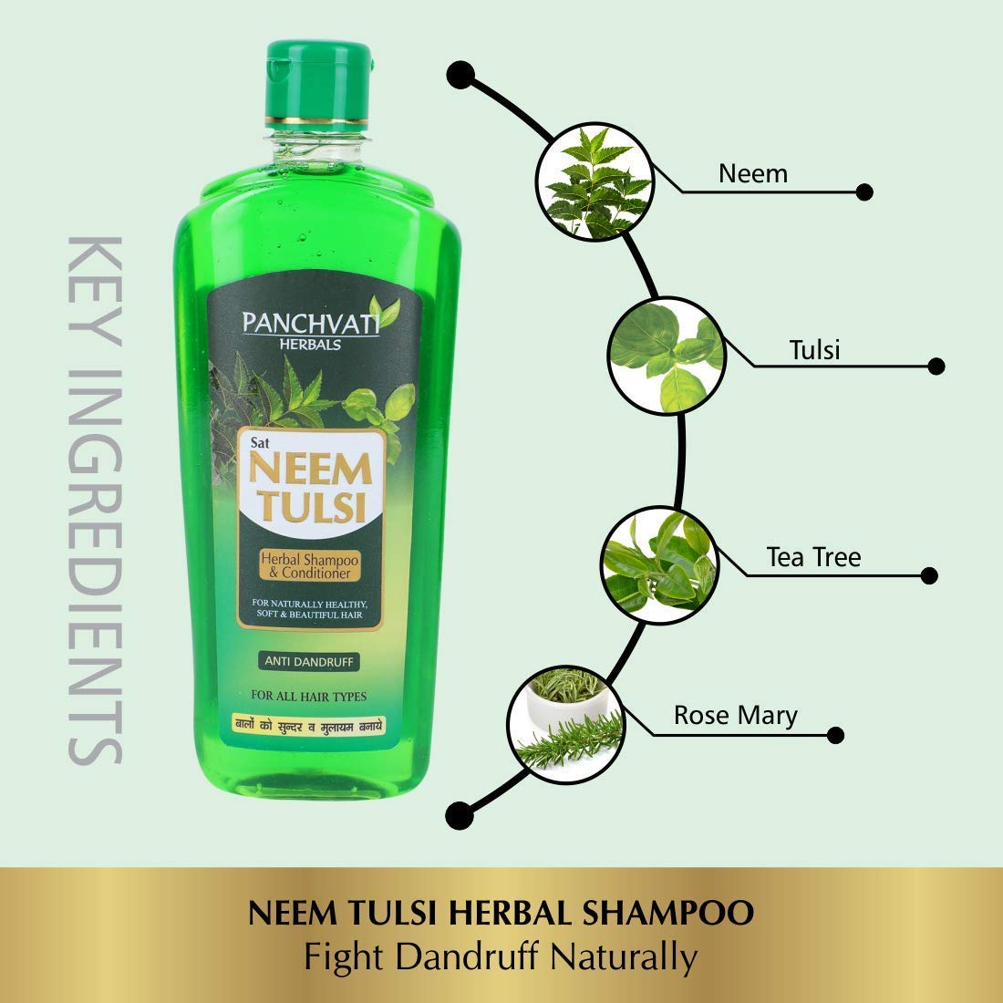Panchvati Herbals Neem Tulsi Hair Shampoo for Healthy Hair Growth & Hair Fall Control - 450ml | Ayurvedic Herbal Shampoo for Daily Use & Scalp Care