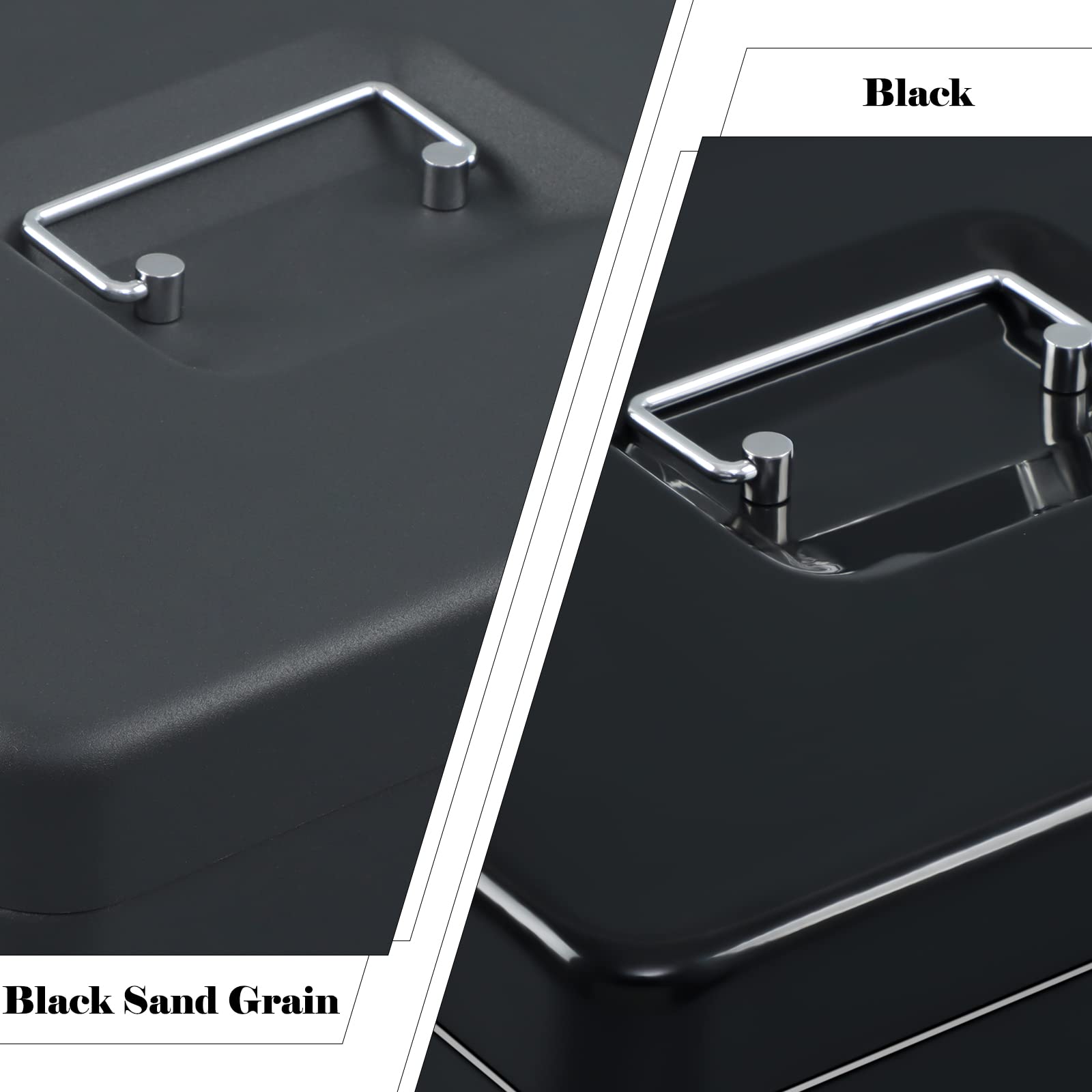 XYDLED Black Sand Grain Cash Box with Key Lock - Money Lock Box with 4 Bill & 5 Coin Slots, Tiered Cash Tray - 11.8