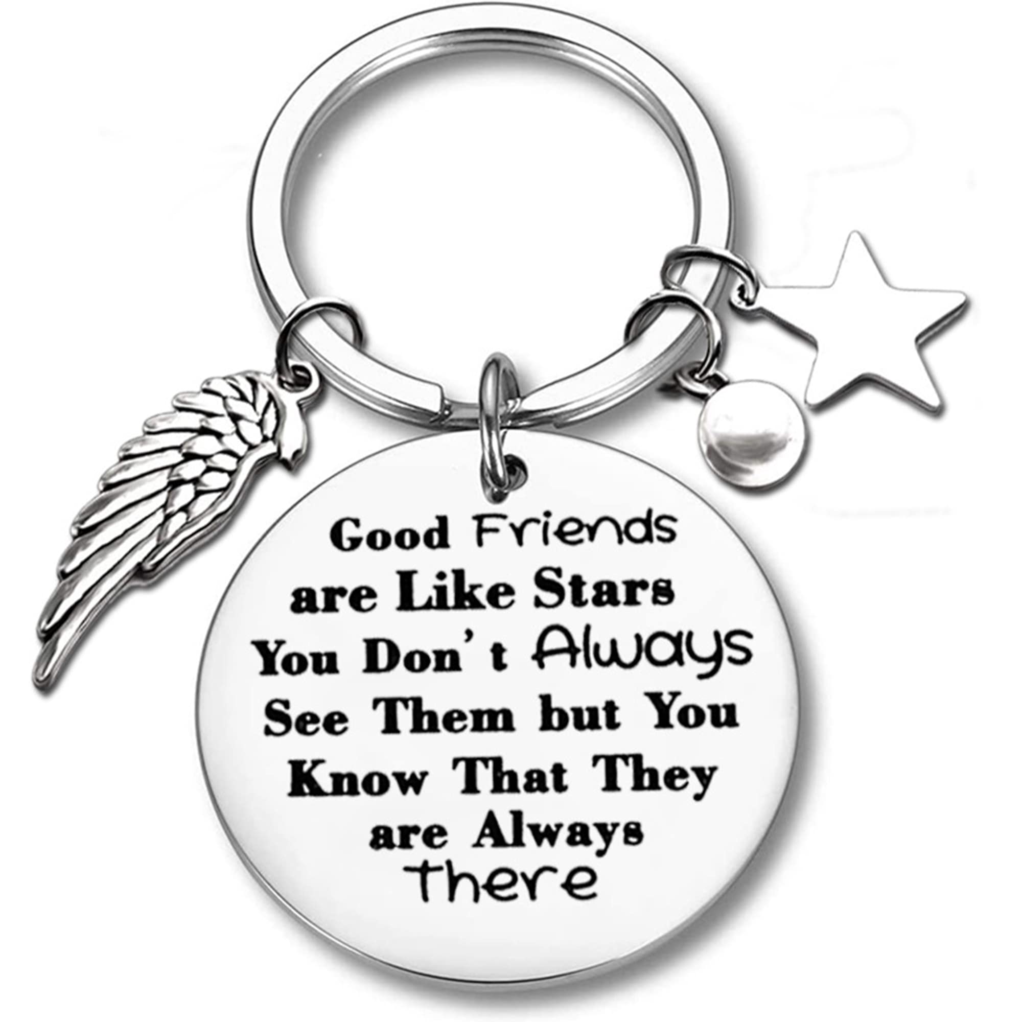 Jstud Inspirational Keychain - Best Friends Engraved Mantra Jewelry Gift for Women & Men - Perfect for Birthdays, Anniversaries & Daily Motivation