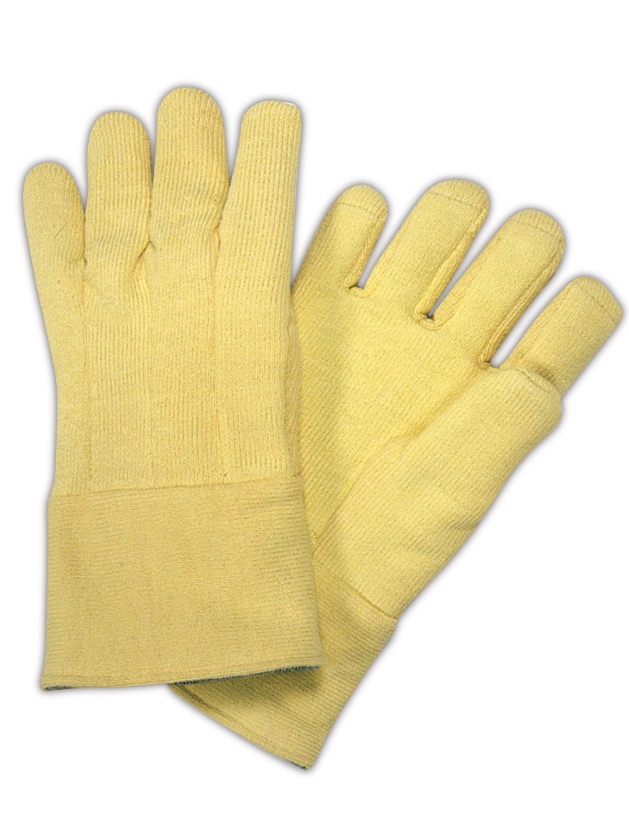 KV5X 8967-4 Kevlar Terrycloth High Heat Resistant Gloves with Wool Lining - Large, Yellow - Perfect for Welding, Grinding, and Industrial Work
