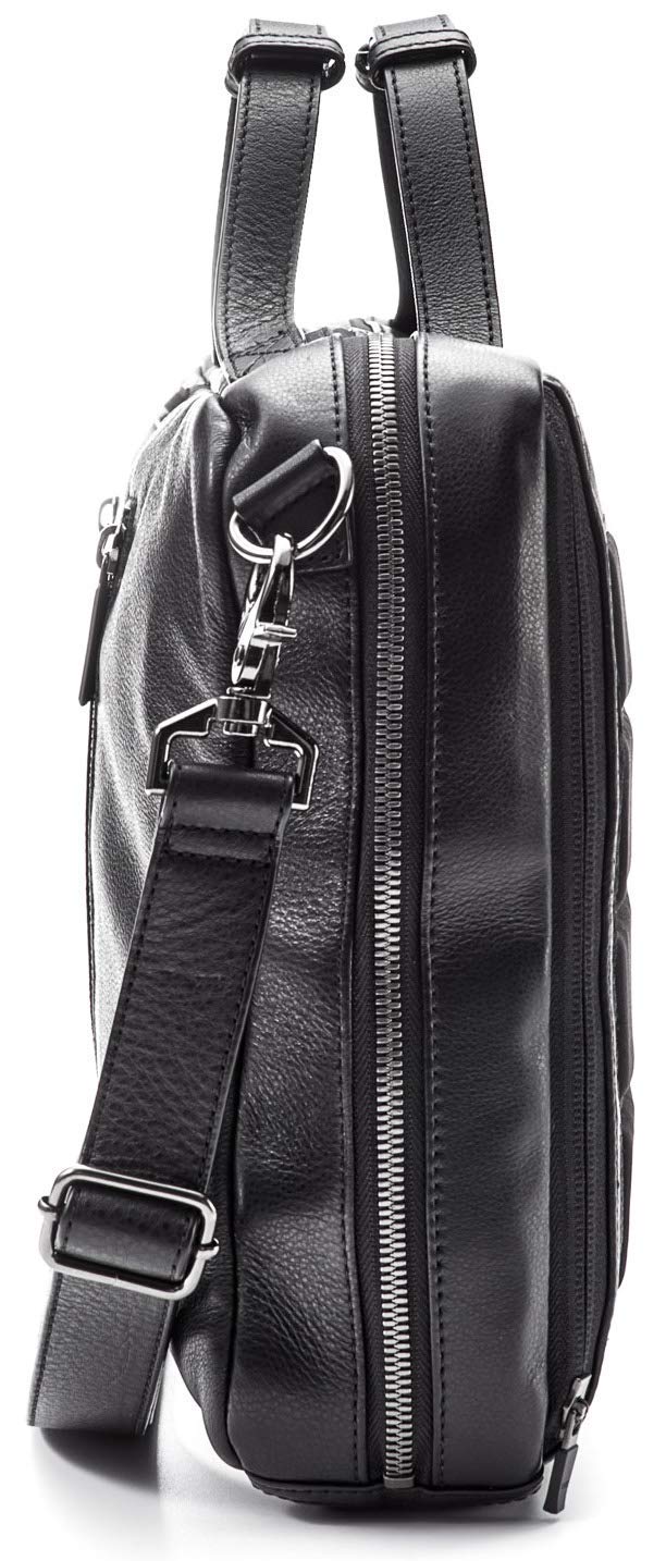 Hook and Albert Premium Leather 3-Way Convertible Carryall Bag - Black | Business Travel & Commuter Essentials Organizer | Perfect for Work, Gym & Weekend Getaways