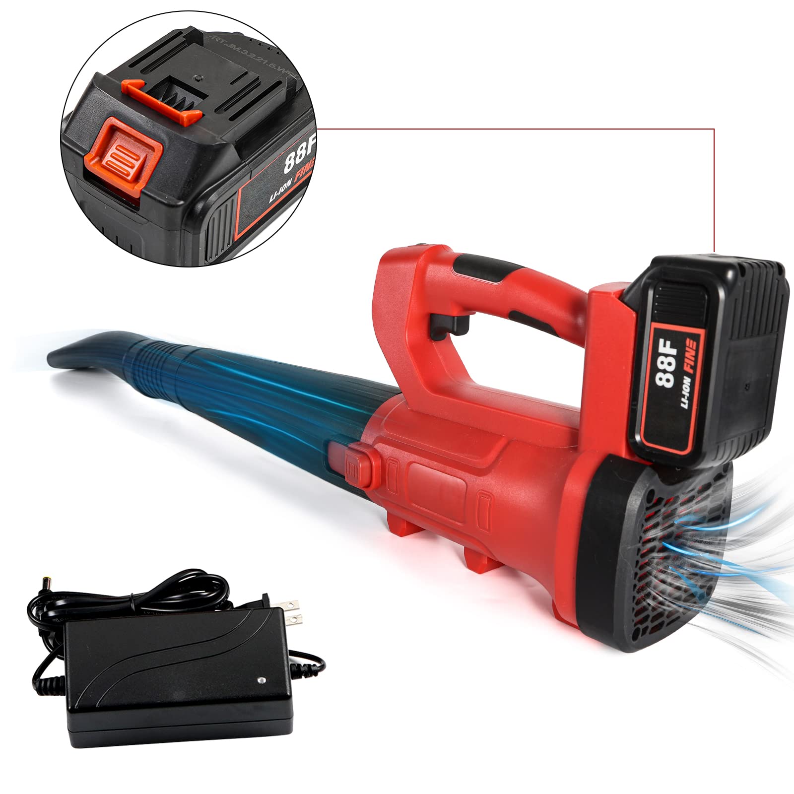 20V Cordless Leaf Blower with Battery & Charger - 17000RPM High Power ZXMT Electric Blower for Lawn Care, Snow Removal | Lightweight Battery-Powered Yard Tool for Home Garden Maintenance (Outdoor Cleaning Equipment)