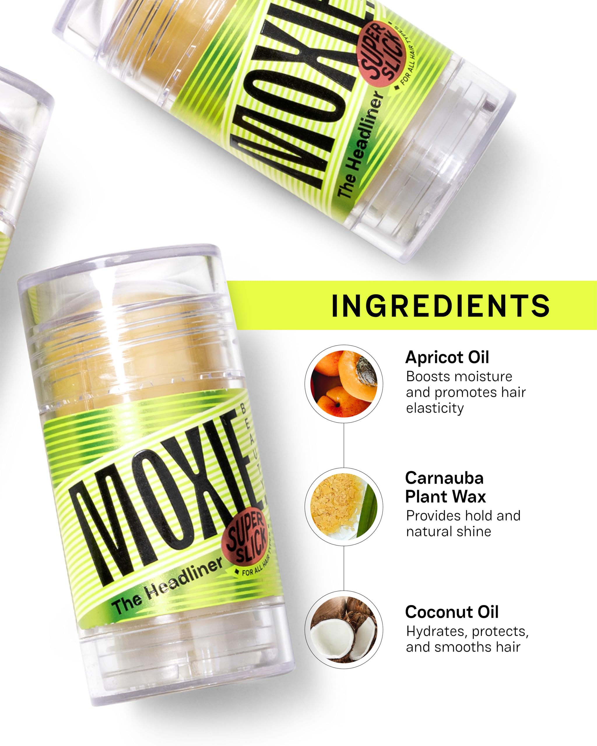 Moxie Beauty The Headliner Hair Wax Styling Stick - Flyaway Hair Fixer with No Residue for Smooth & Sleek Styles - Perfect for Men & Women's Daily Hair Care, Styling, and Travel